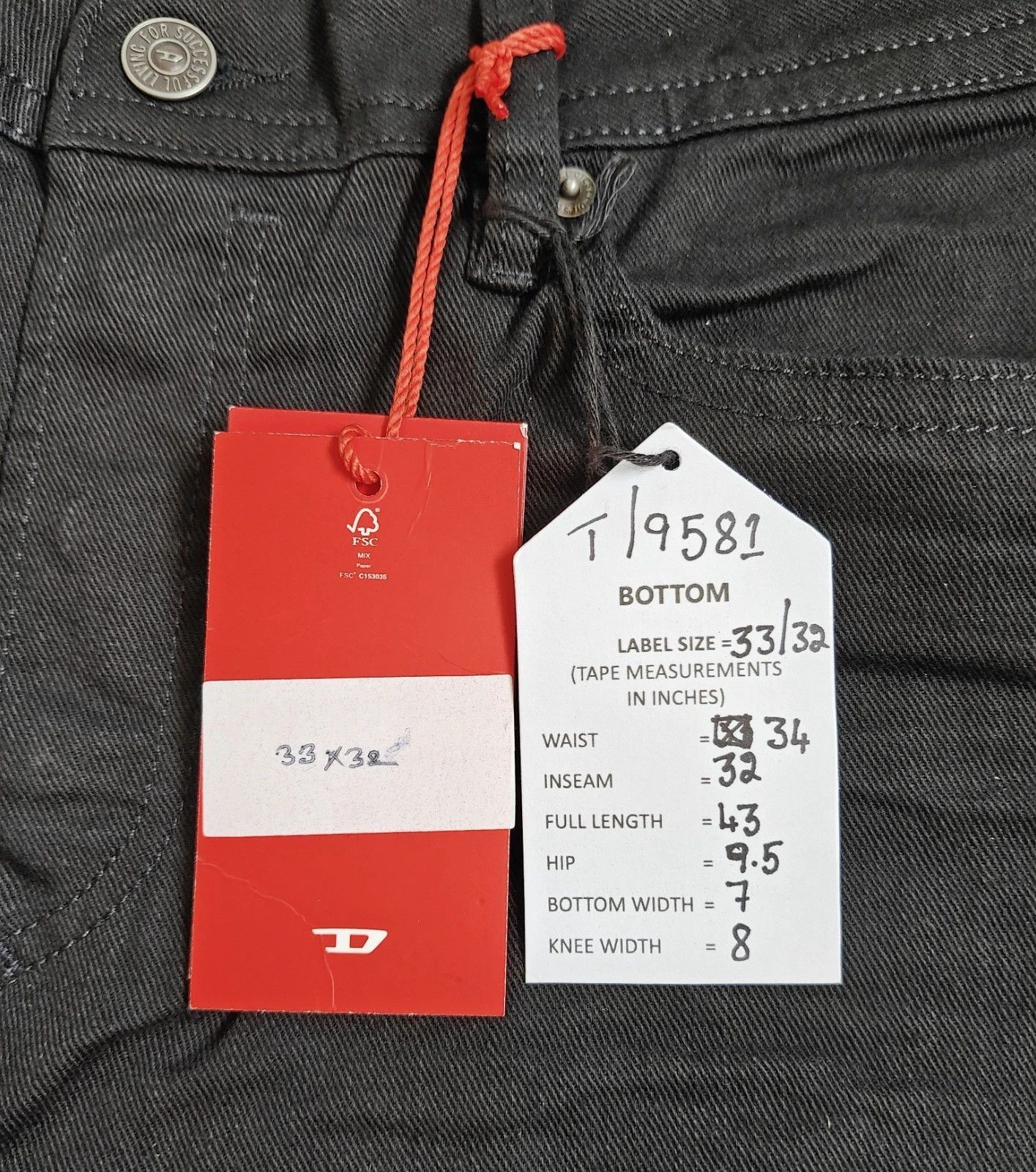 Diesel Diesel BUSTER L.32 MENS JEANS T/9581 Size US 33 - 5 Thumbnail
