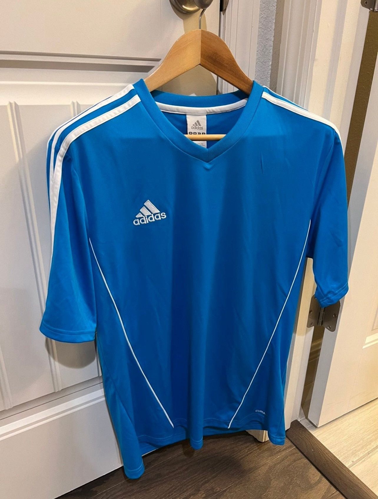 Adidas Adidas Climalite V-Neck Athletic Tee - Cobalt Blue & White Size US M / EU 48-50 / 2 - 2 Thumbnail
