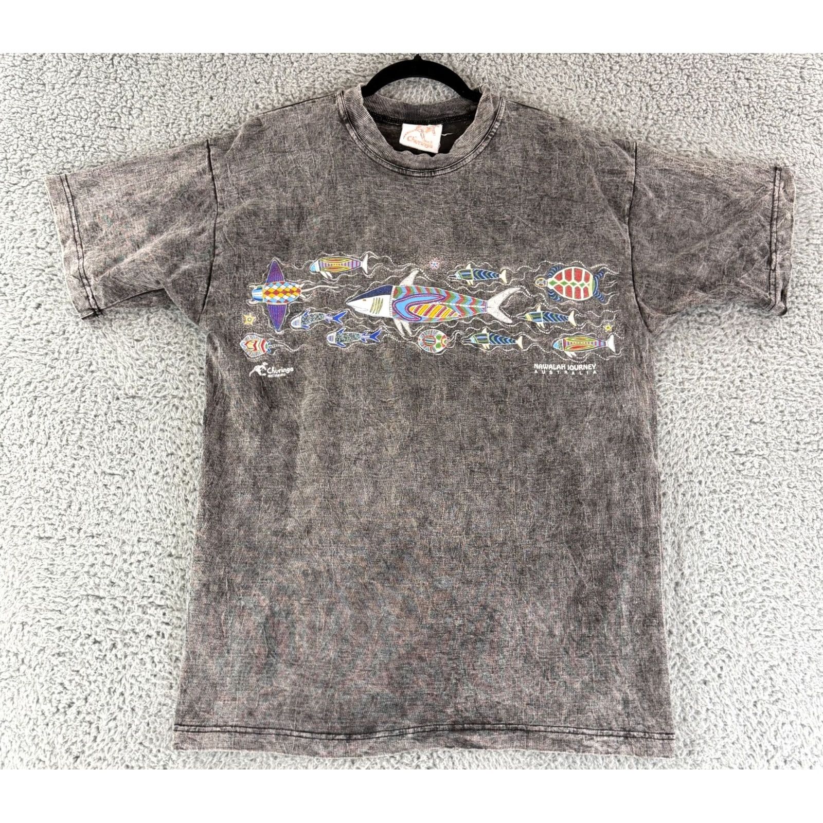 Vintage Vintage Churinga Shirt Medium Gray Tie Dye Fish Print Knit Tee Mens Size US M / EU 48-50 / 2 - 2 Thumbnail