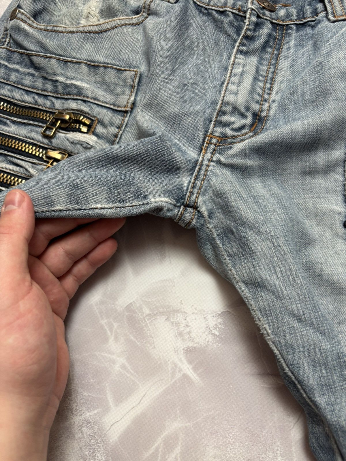 Japanese Brand Kosmo Lupo Japanese Style Denim Cargo Jeans Distressed Y2K Size US 32 / EU 48 - 8 Thumbnail
