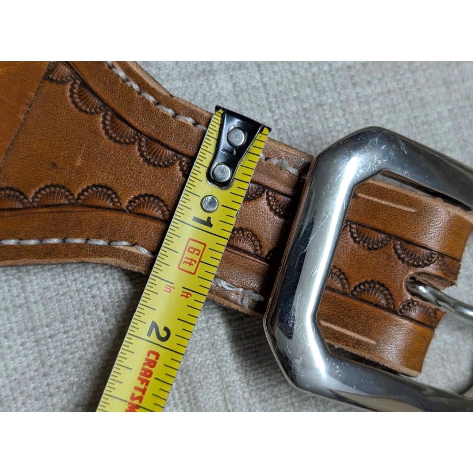 Vintage VINTAGE Doug Graves Handcrafted Western Belt 32 Brown Cowhide Leather Belt Mens Cartridge WestErn Size 32 - 6 Thumbnail