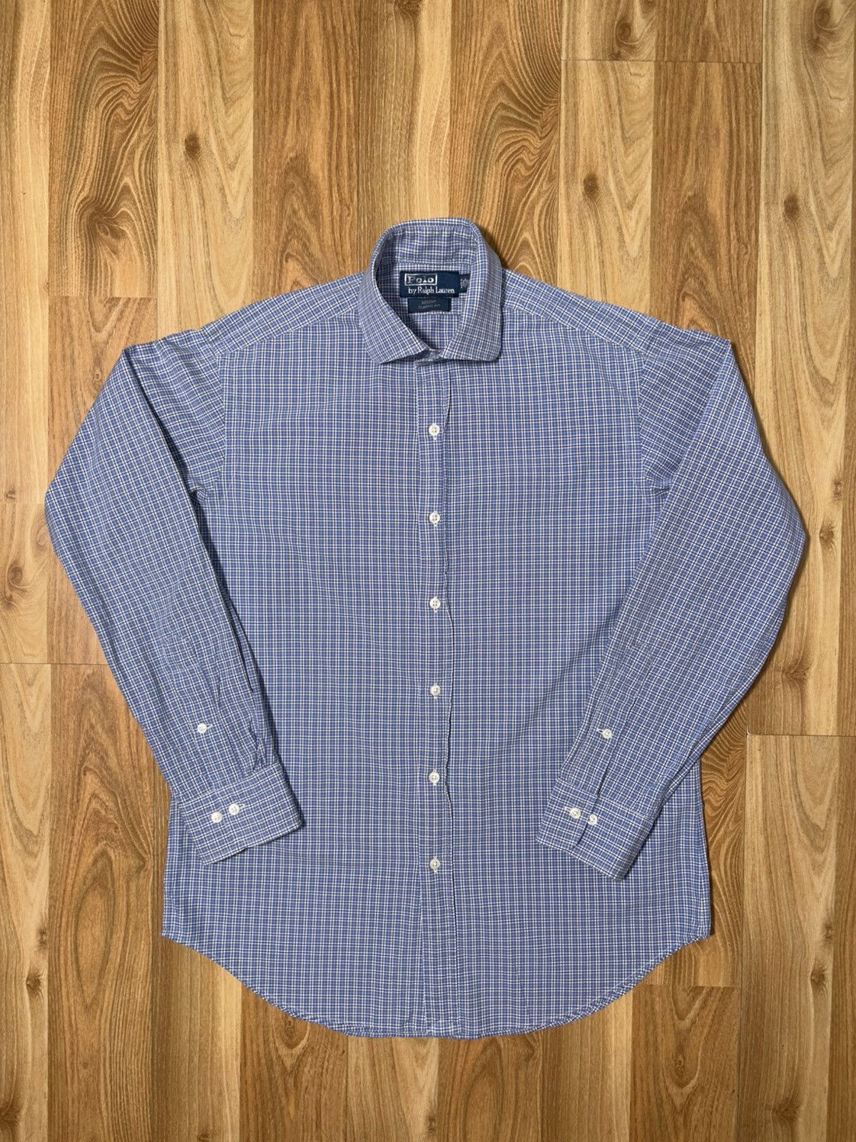 Polo Ralph Lauren Polo RL Regent Classic Fit Shirt - Blue Micro-Check 15 32/33 Size US M / EU 48-50 / 2 - 1 Thumbnail
