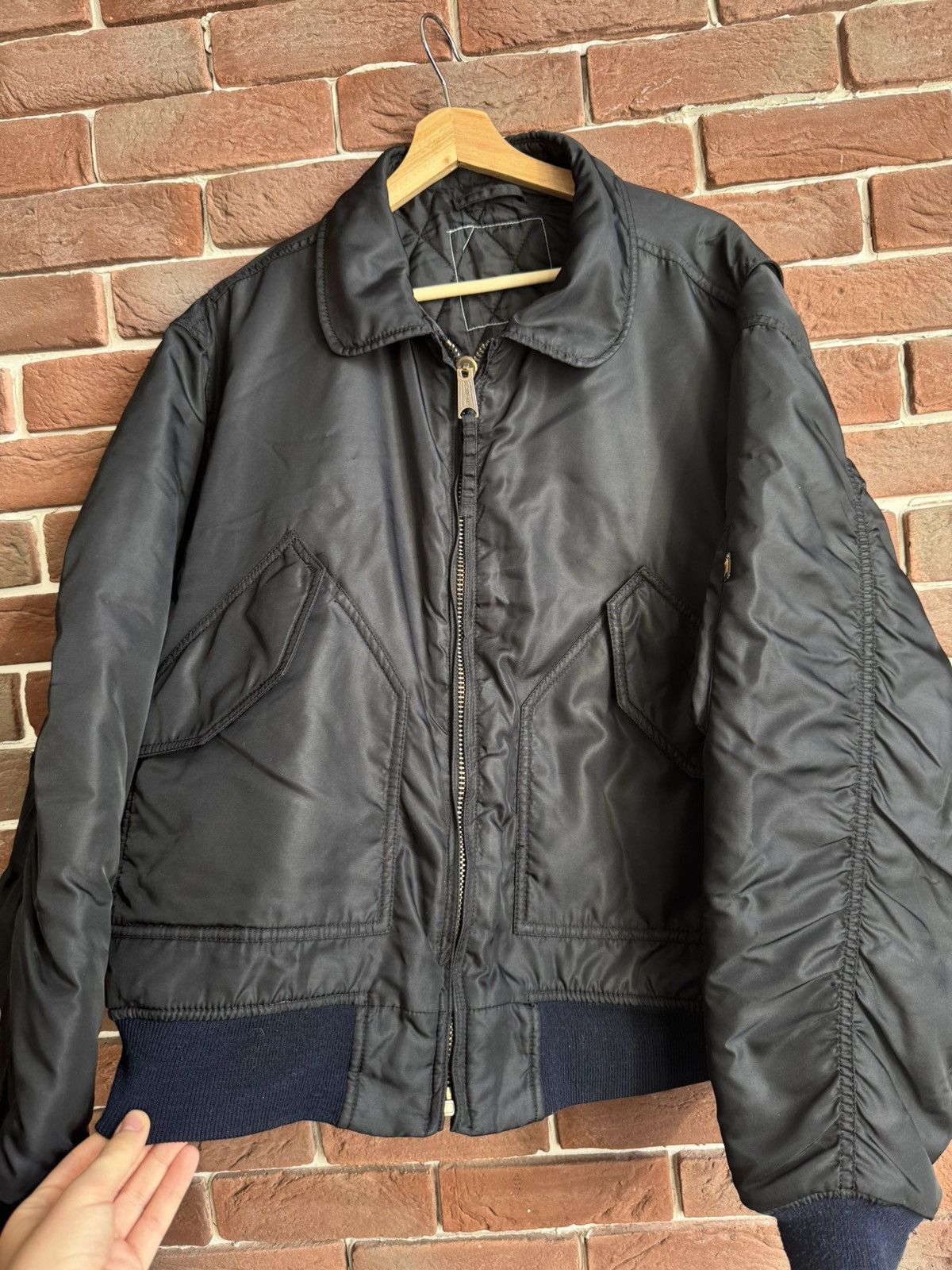 Vintage 00s Ma1 Flyer black Vintage Bomber Jacket Oversize Size US XL / EU 56 / 4 - 4 Thumbnail