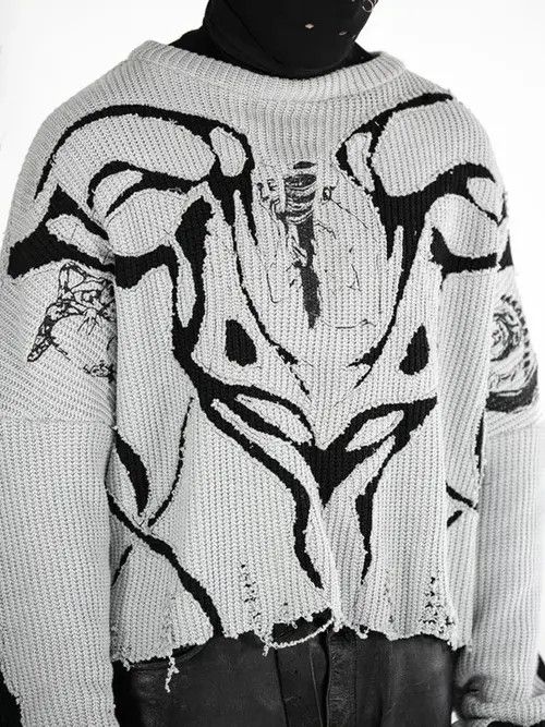 VIBE Ecological village Black White Pullovers Y2k Clothes Size US M / EU 48-50 / 2 - 4 Thumbnail