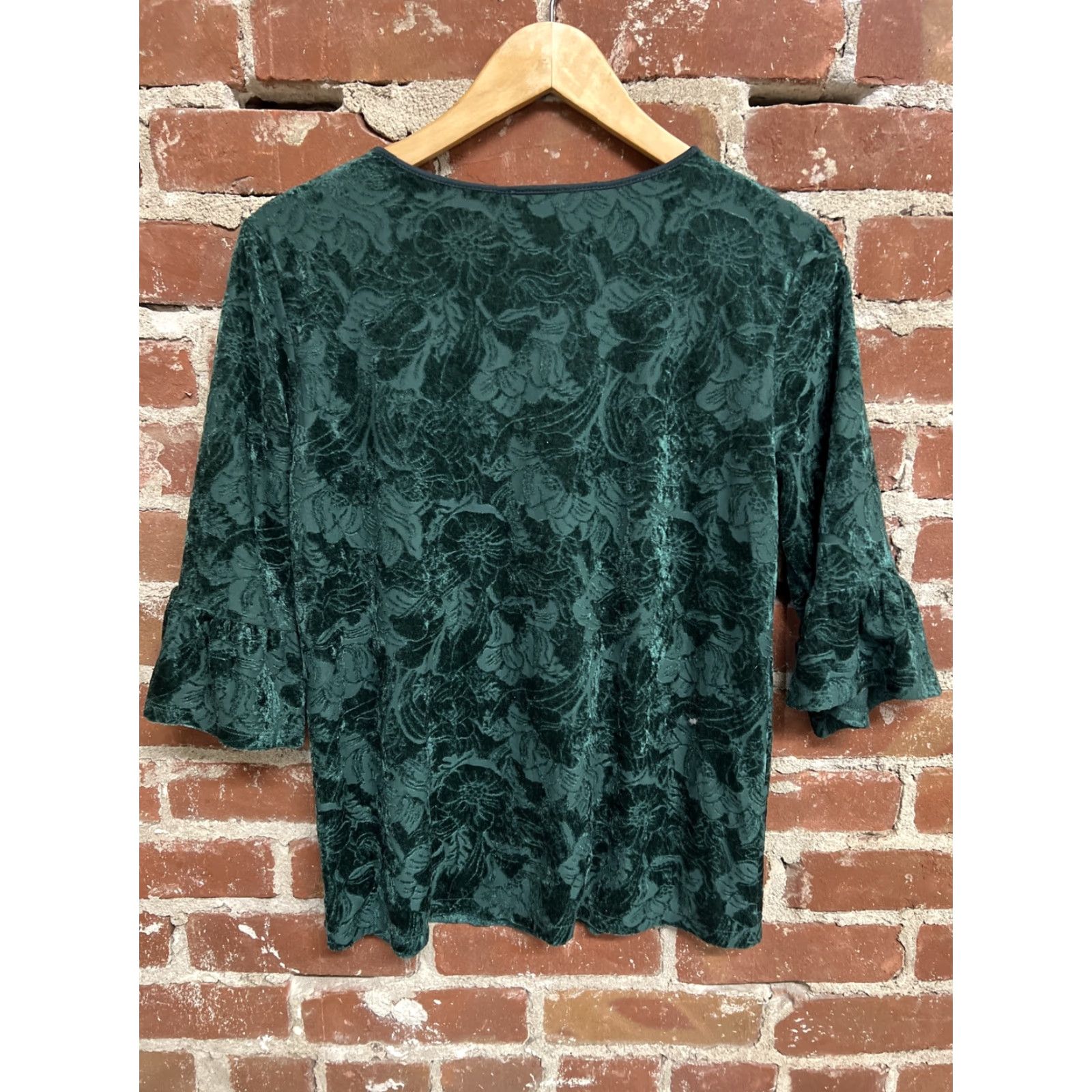 Ann Taylor ANN TAYLOR Green Velour Blouse Top Womens M Medium Velvet Jacket Shirt? Size M / US 6-8 / IT 42-44 - 3 Thumbnail