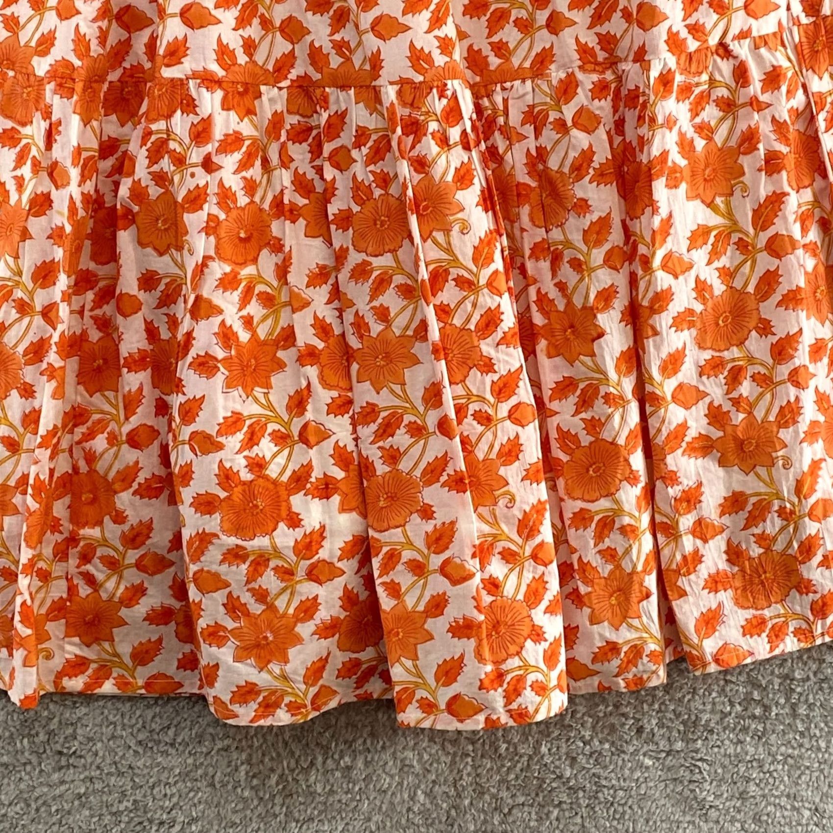 Vintage Victoria Dunn Dress Womens Medium Floral Fit Flare Tie Sleeves Tiered Orange Size M / US 6-8 / IT 42-44 - 3 Thumbnail