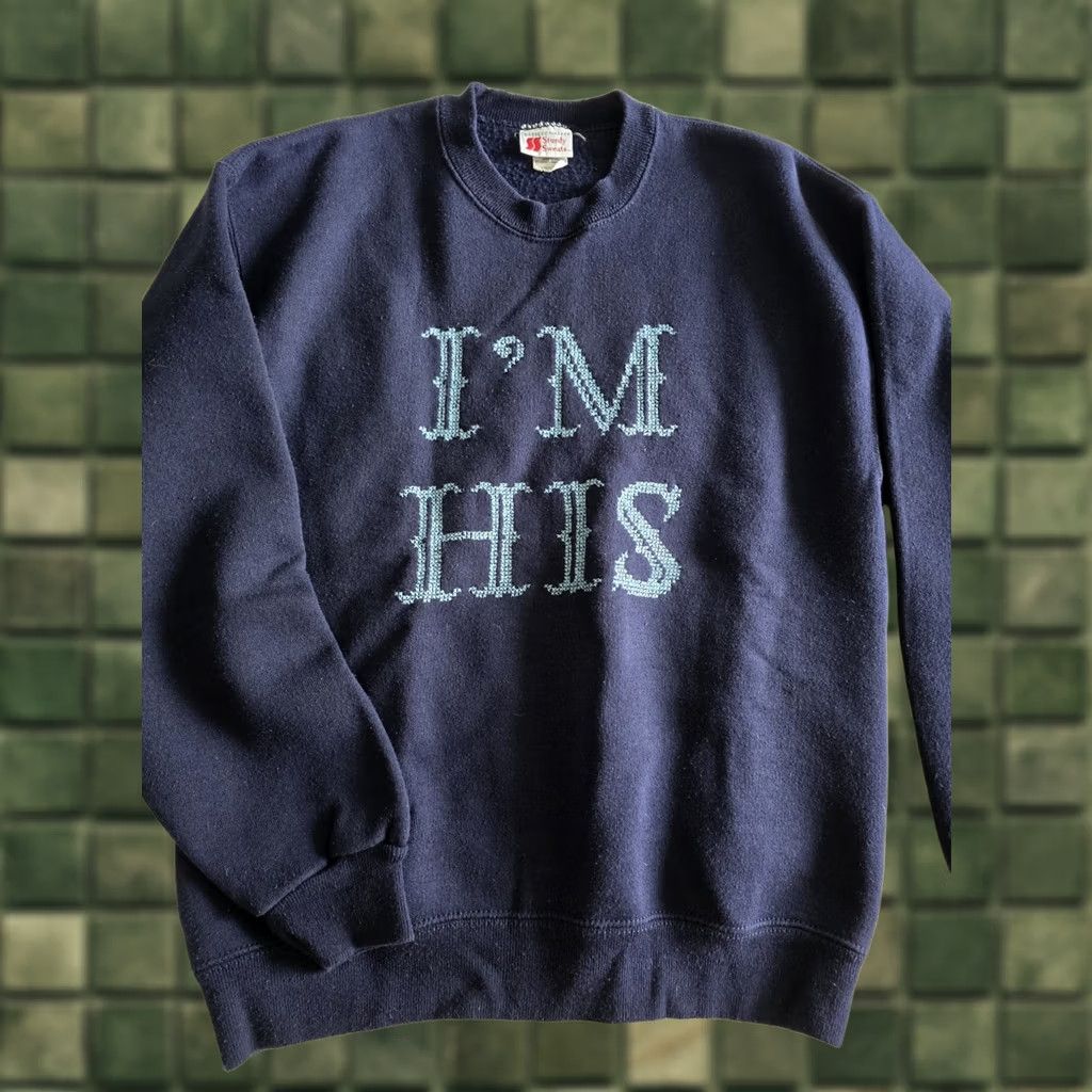 Vintage VINTAGE 80s 90s "I'M HIS" Blue Girlfriend Sweatshirt Bassett Walker Sturdy Sweats M Womens Size M / US 6-8 / IT 42-44 - 1 Thumbnail
