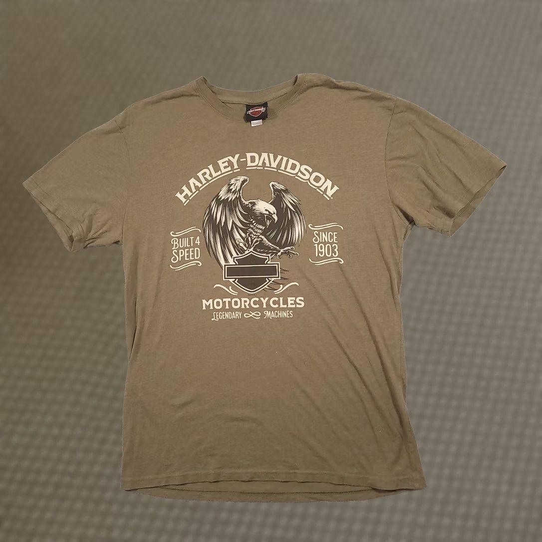 Harley Davidson Harley-Davidson Shirt Mens L Olive Green Lake Of The Ozarks Motorcycle Graphic Graphic Print Crew Neck Short Sleeve T-Shirt Biker Mens Size US L / EU 52-54 / 3 - 1 Thumbnail