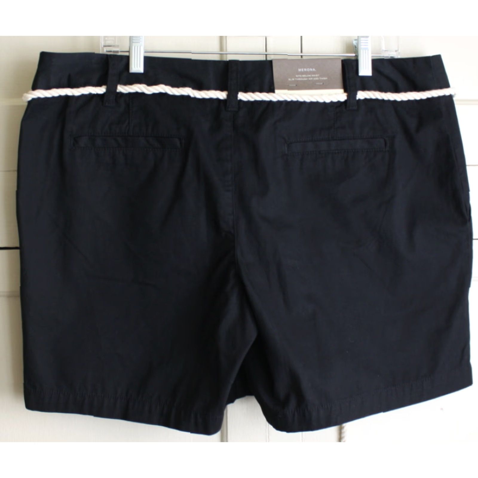 Merona Merona Black Casual Shorts size 14 With Cord Belt Sits Below Waist Size 36" / US 14 / IT 50 - 5 Thumbnail