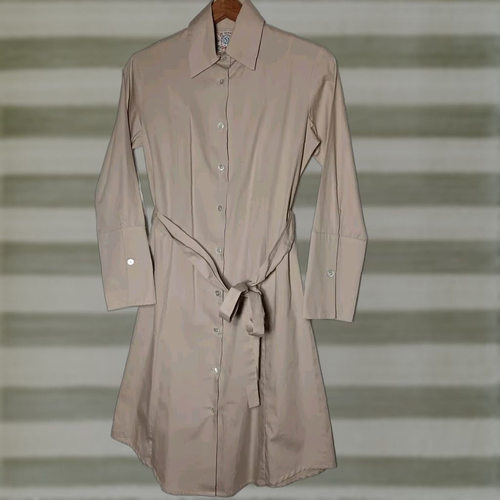 Bell Fine Garments by Bell Shirt Dress Casual Beige 0 Long Sleeve Button Belt Academic Minimalist Womens Dress Size XS / US 0-2 / IT 36-38 - 1 Thumbnail