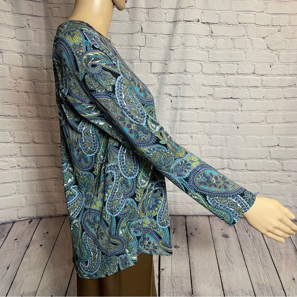 J. Jill J. Jill Knit Paisley Print Smocked Back Long Sleeve Tee S Size S / US 4 / IT 40 - 3 Thumbnail
