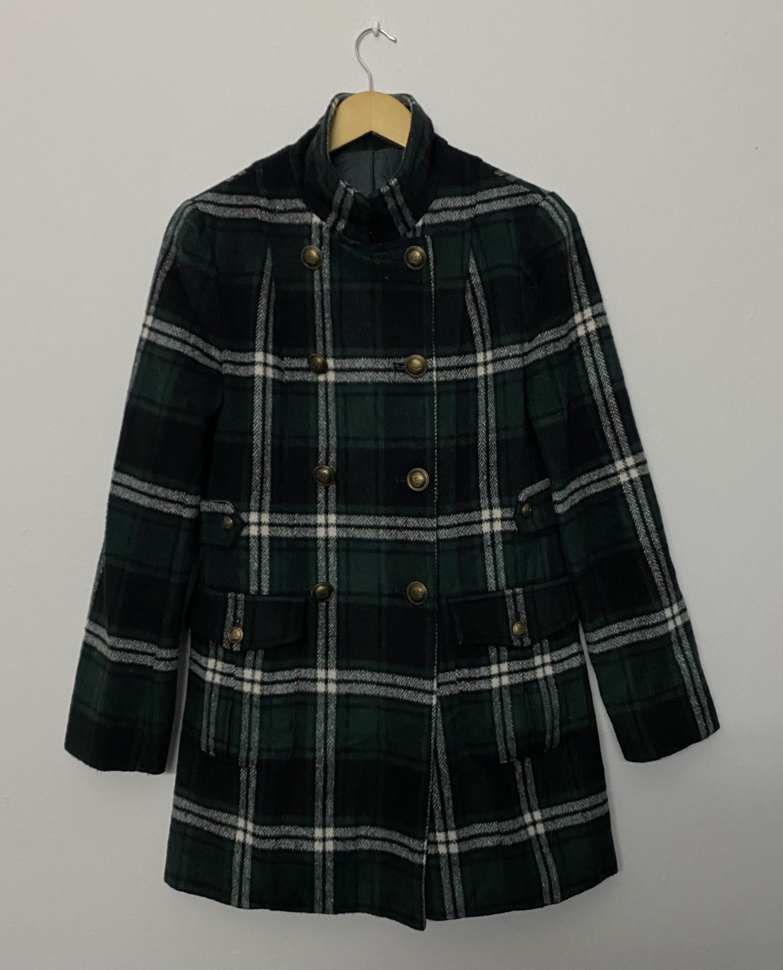 Takeo Kikuchi TK MIXPICE Green Check Tartan Wool Blend Jacket Coat Size M / US 6-8 / IT 42-44 - 1 Thumbnail
