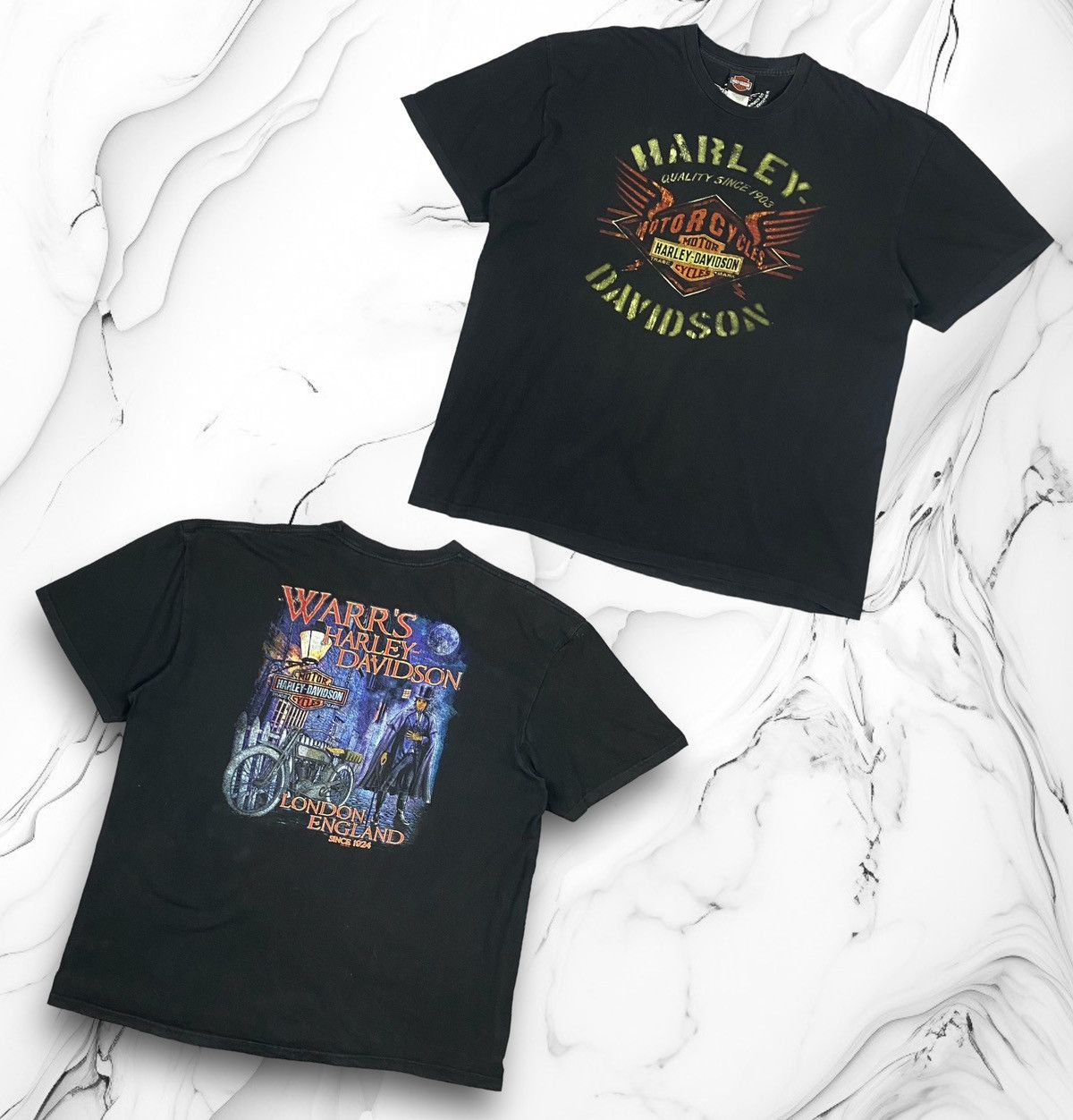 Harley Davidson × Vintage Vintage Harley Davidson Warres England graphic tee 90’s Size US XXL / EU 58 / 5 - 1 Thumbnail