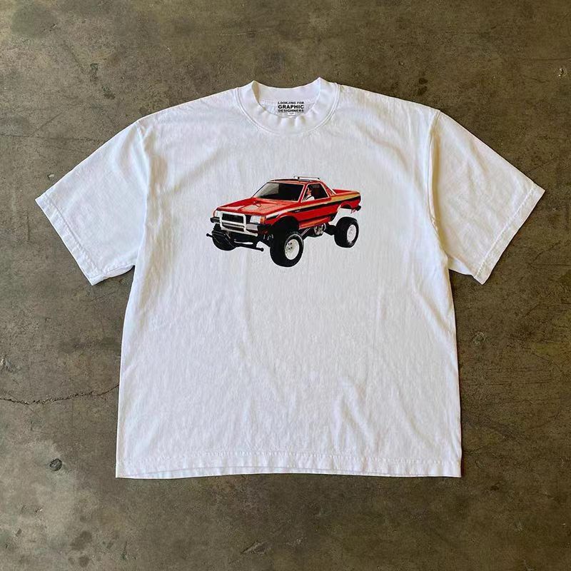 Vintage White Washed Vintage Jeep Print T-Shirt Size US M / EU 48-50 / 2 - 2 Thumbnail