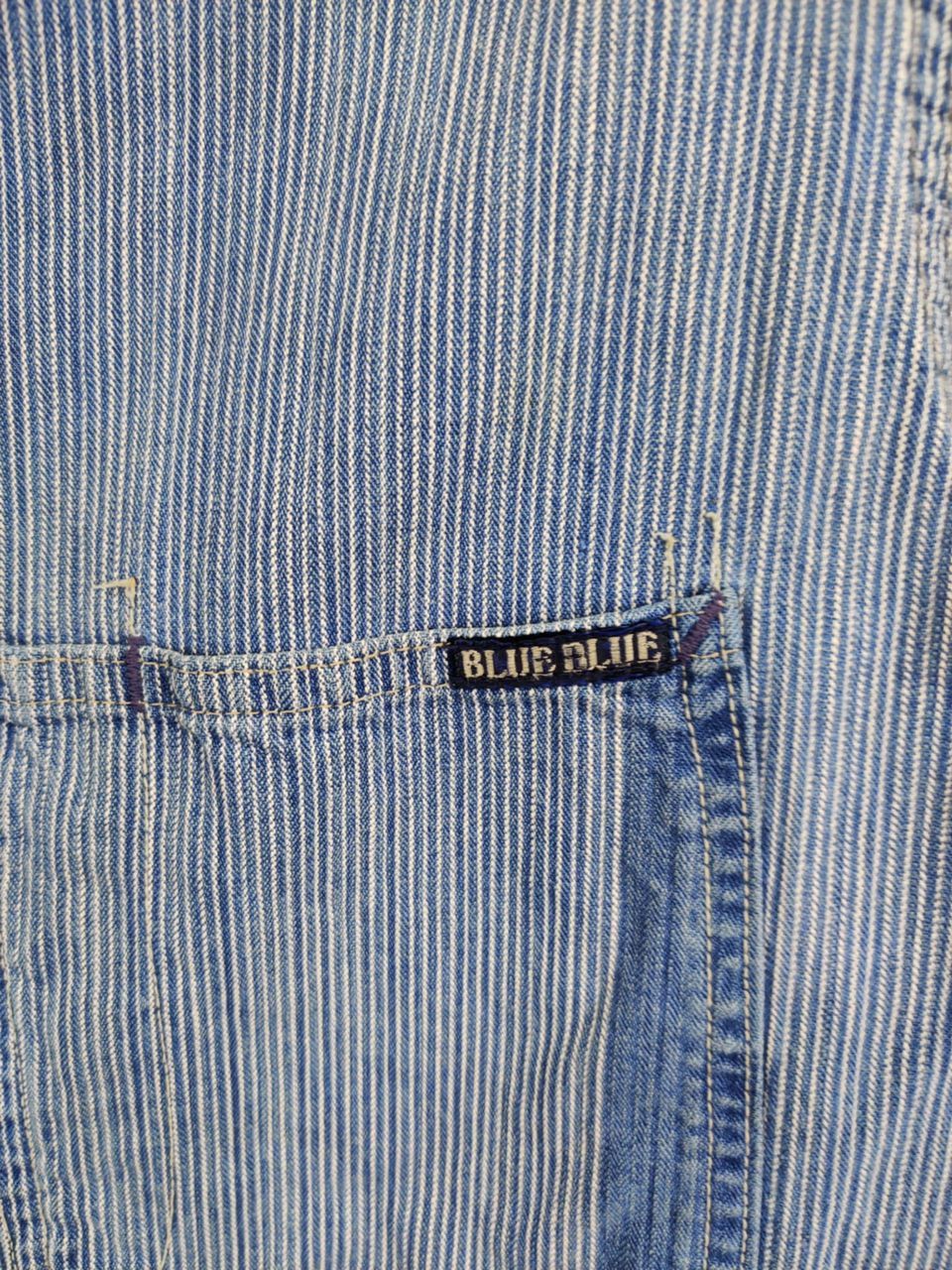 Blue Blue Japan Vintage 90s Blue Blue Japan Indigo Stripe Chore Jacket Size US L / EU 52-54 / 3 - 4 Thumbnail