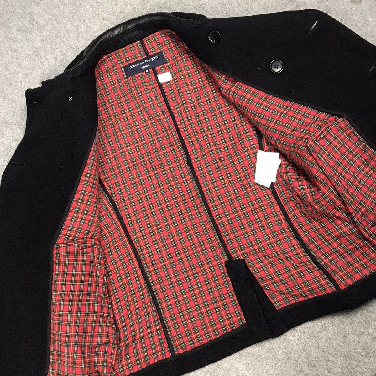 Comme des Garcons × Comme des Garcons Homme COMME DES GARÇONS WOOL JACKET LEATHER COLLAR Size US M / EU 48-50 / 2 - 10 Thumbnail