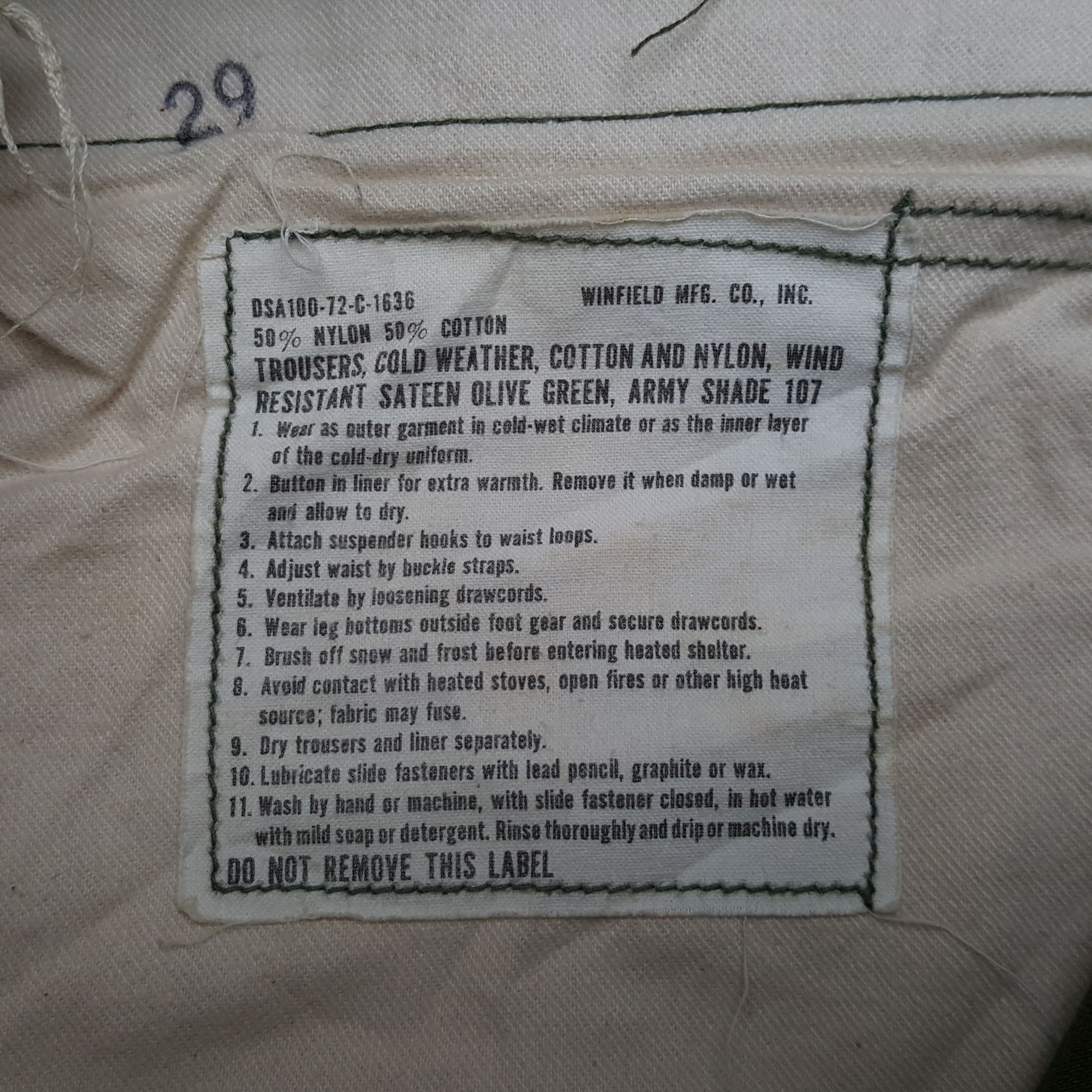 Vintage Winfield Mfg Co Military Pants Style RR10 Size US 31 - 14 Thumbnail