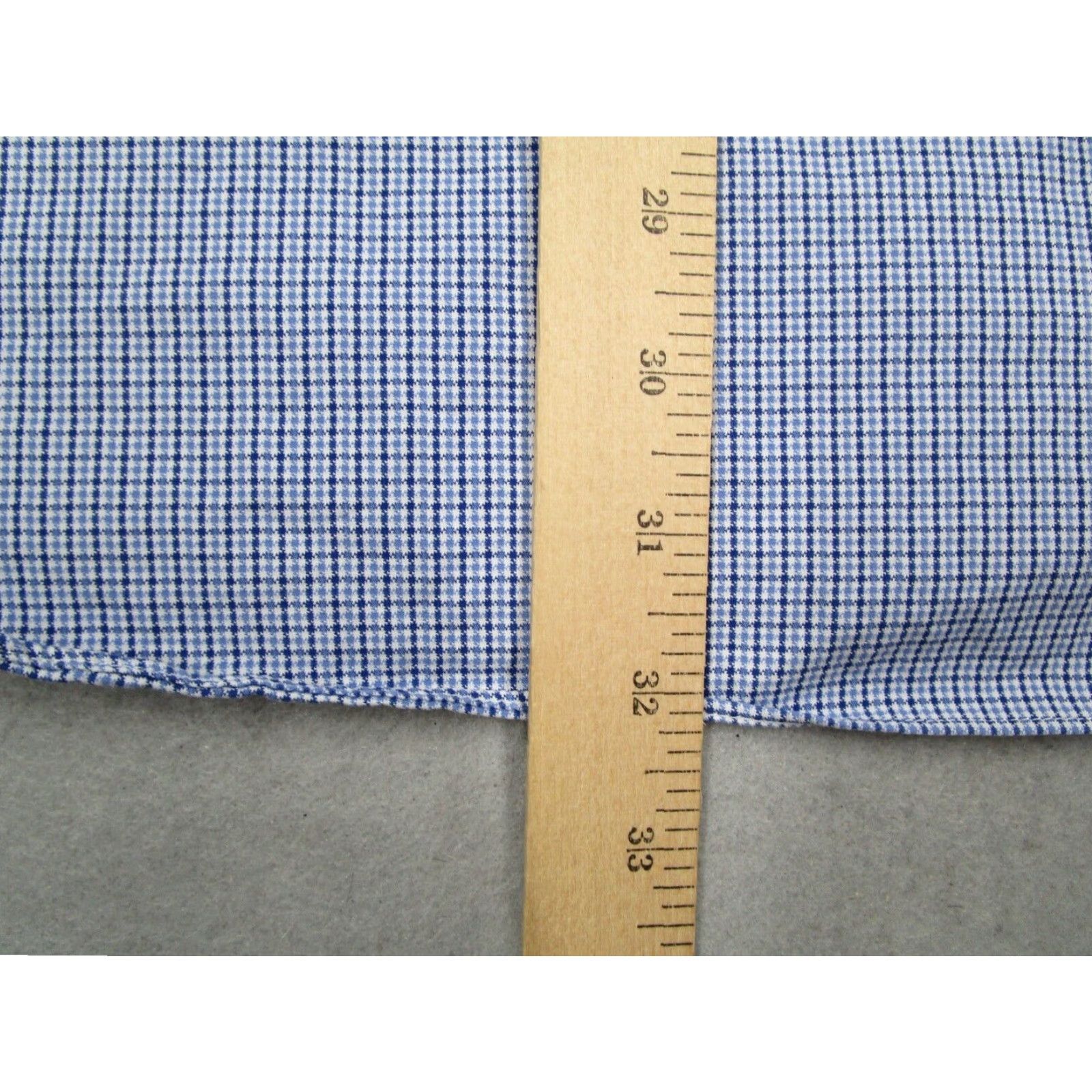 David Donahue David Donahue Mens 17.5 34 Trim Fit Blue Check Dress Shirt Long Sleeve Button Up Cotton Size 34R - 7 Thumbnail