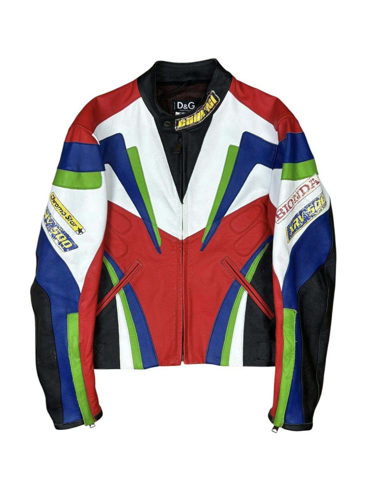 Dolce & Gabbana 2000s Dolce & Gabbana Multicolor Moto Jacket Size US S / EU 44-46 / 1 - 1 Thumbnail