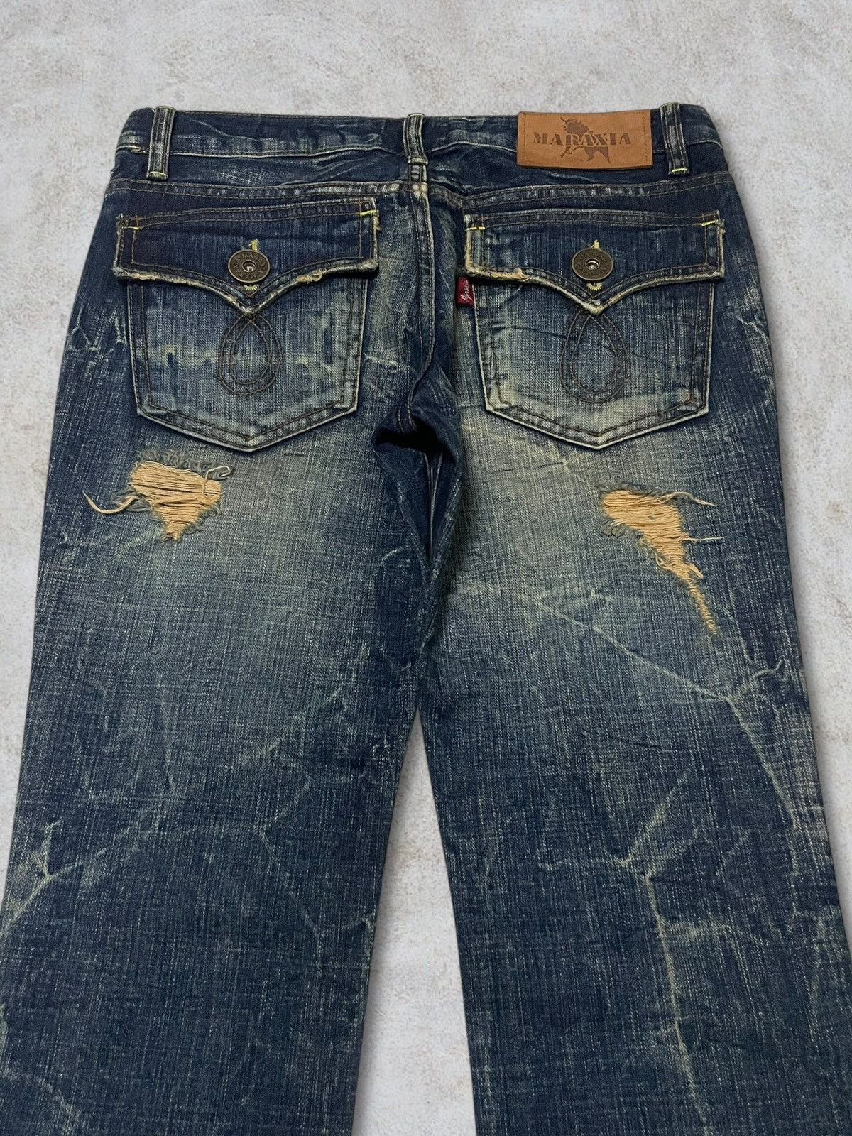 GOSTAR DE FUGA Maraxia Mudwash Distressing Flared Cracked Design Denim Size 25" / US 0 / IT 36 - 7 Thumbnail