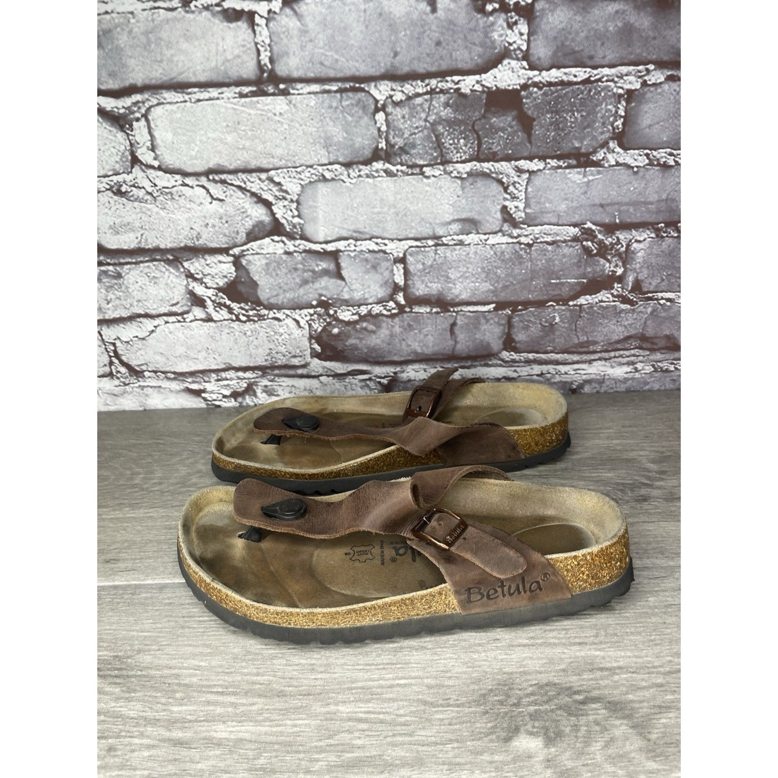 Birkenstock Betula Birkenstock Gizeh Brown Leather Cork Thong Sandals Wo Size US 8 / IT 38 - 3 Thumbnail