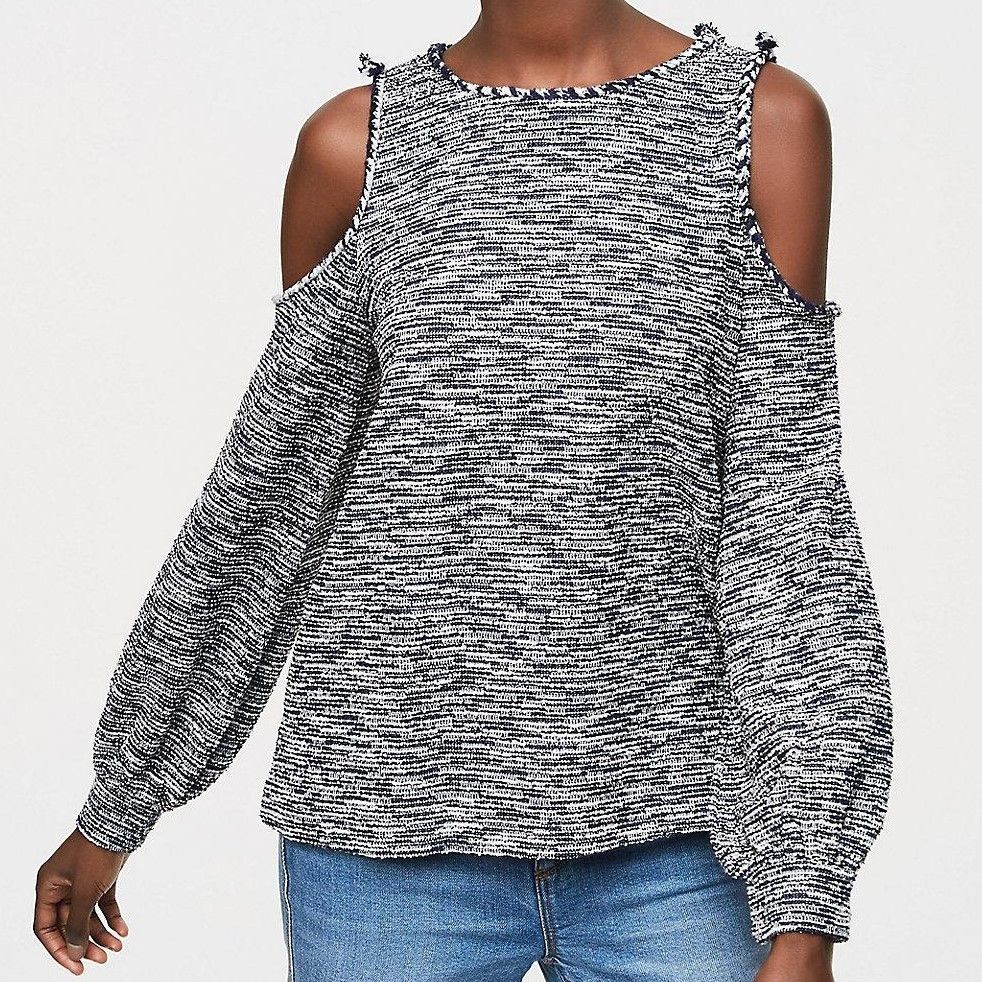 Loft Textured Spacedye Cold Shoulder Sweater Top in size Medium Size M / US 6-8 / IT 42-44 - 1 Thumbnail