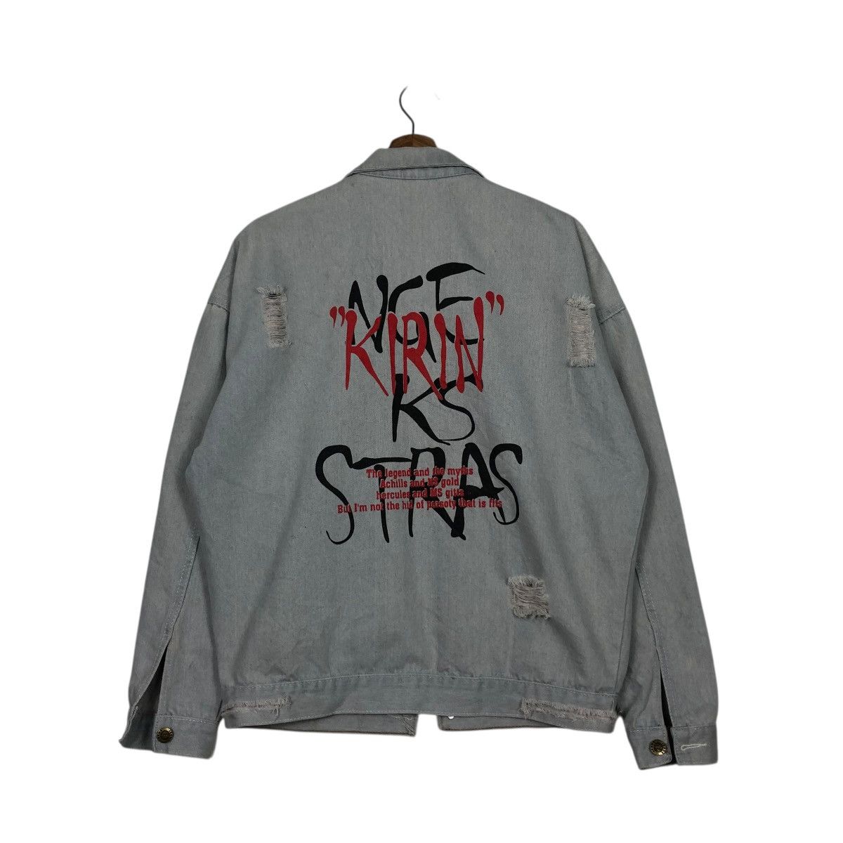Japanese Brand 🔥VINTAGE DENIM JACKET BIKER UNBRANDED BIG LOGO BACK HIT Size US M / EU 48-50 / 2 - 12 Thumbnail