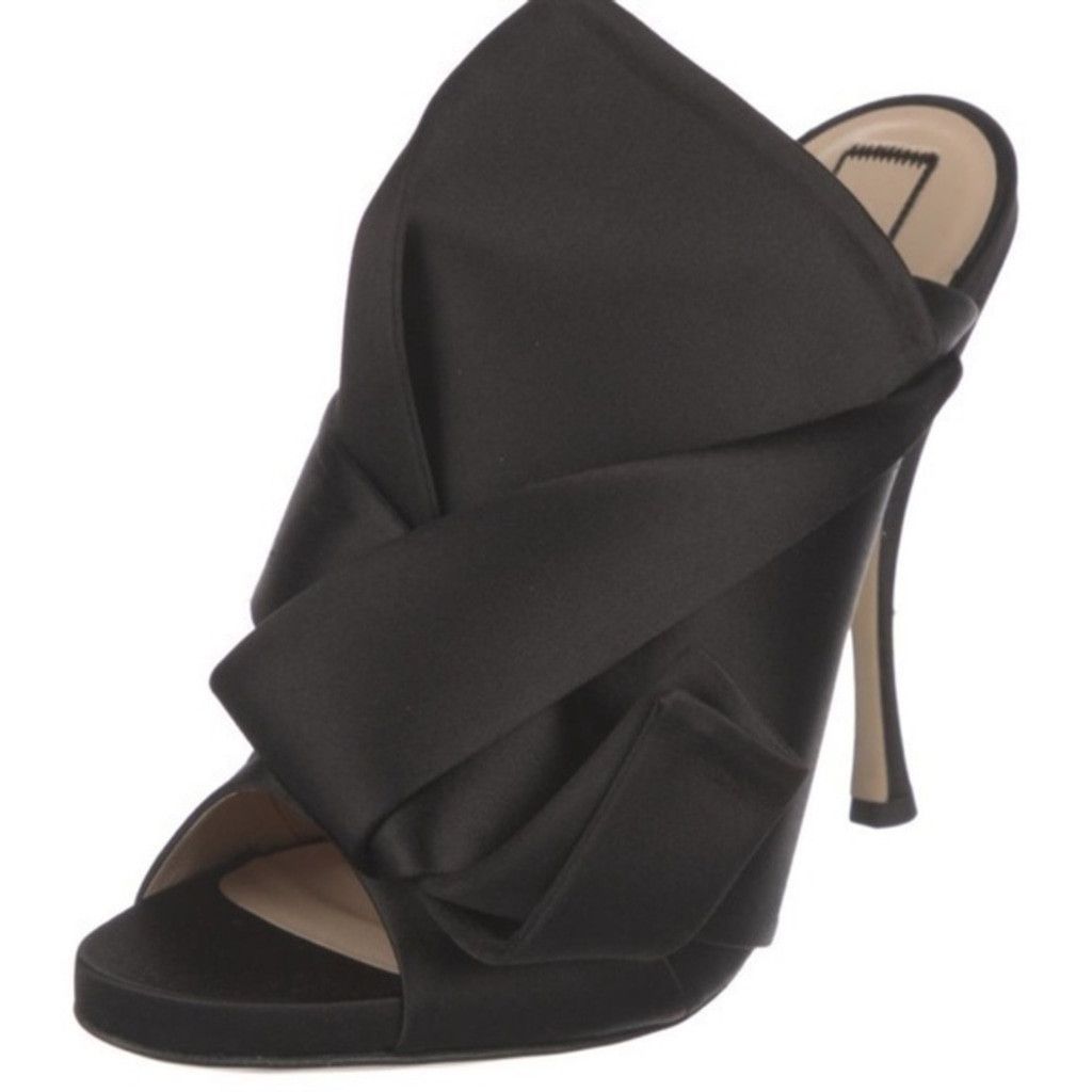 No. 21 Nº21 Numero Ventuno Satin Ronny Raso Knot Peep Toe Mules Size US 10 / IT 40 - 5 Thumbnail