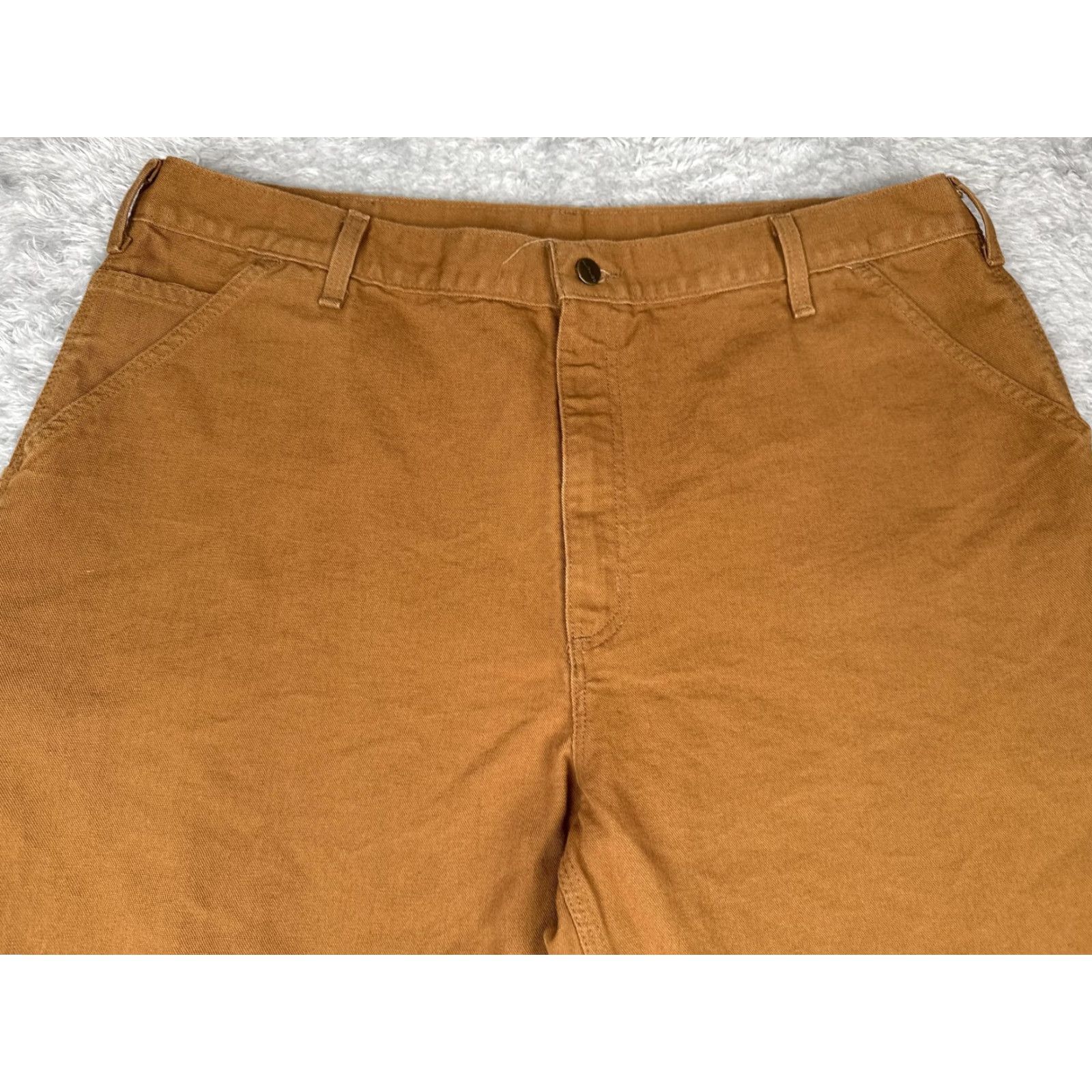 Carhartt Carhartt Pants Mens 40x25 Brown Canvas Carpenter Workwear Raw Hem Distressed Size US 40 / EU 56 - 4 Thumbnail