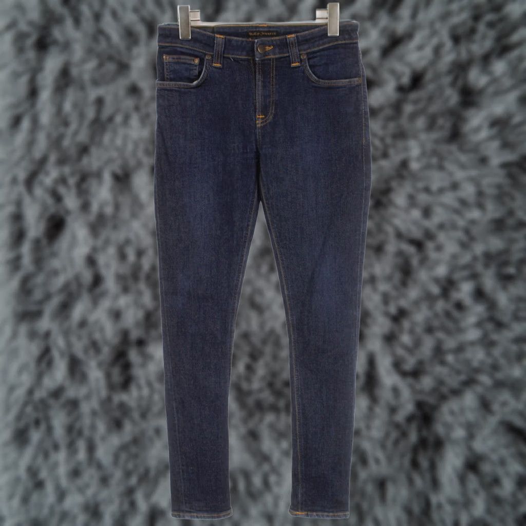 Vintage NUDIE Skinny Lin Rinsed Open Orange Jeans Men's W31/L32 Dark Fade Zip Denim Pants Slim Fit Casual Size US 31 - 1 Thumbnail