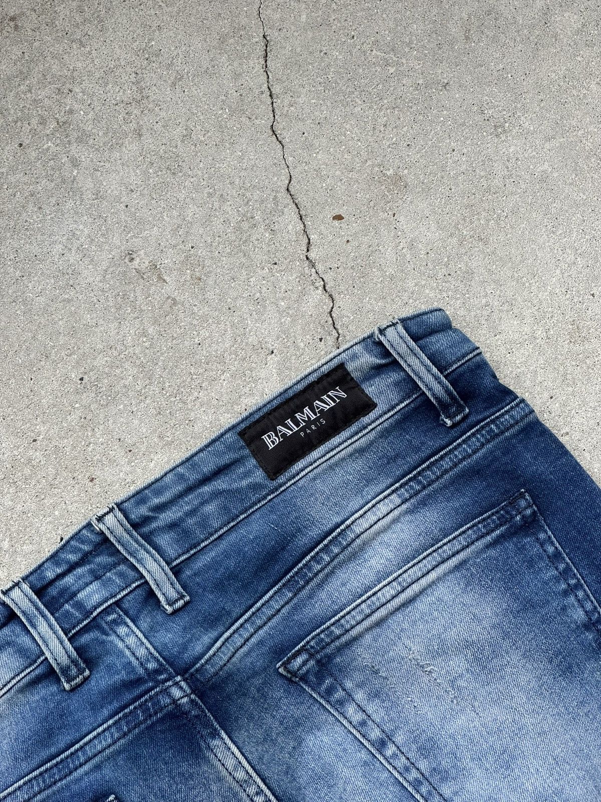 Balmain Balmain Biker Jeans Distressed Ribbed Design Size US 33 - 14 Thumbnail