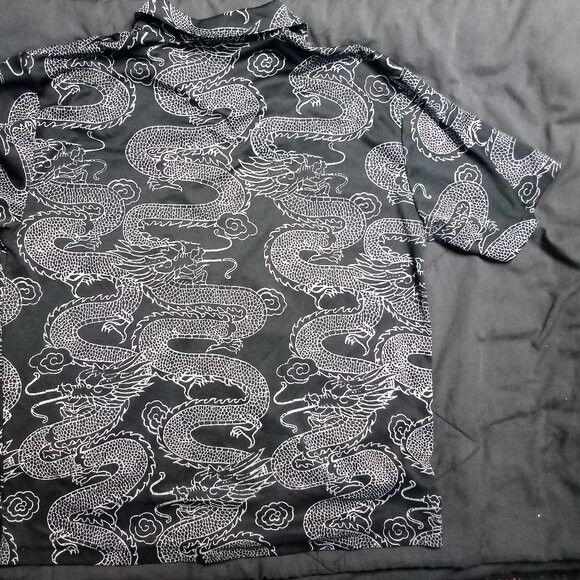 Vintage Vintage Y.M.L.A. Oriental Dragons Polyester Button Shirt Size US M / EU 48-50 / 2 - 5 Thumbnail