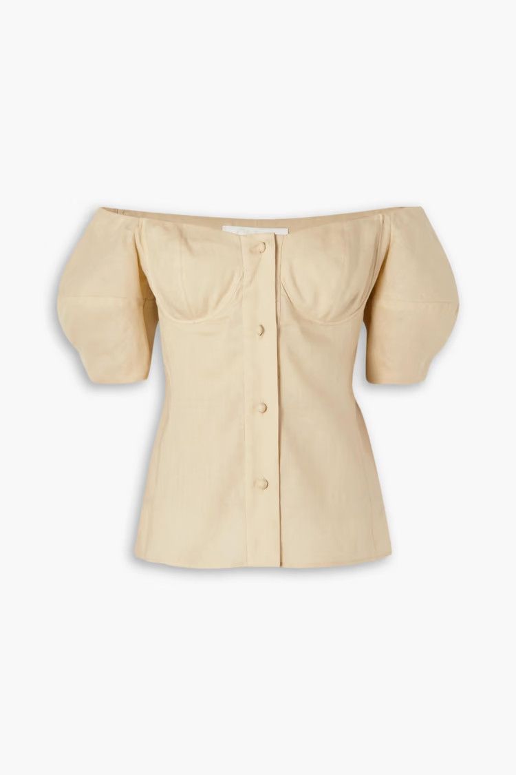 Chloe o1y0825 Linen Shirt in Beige Size S / US 4 / IT 40 - 1 Thumbnail
