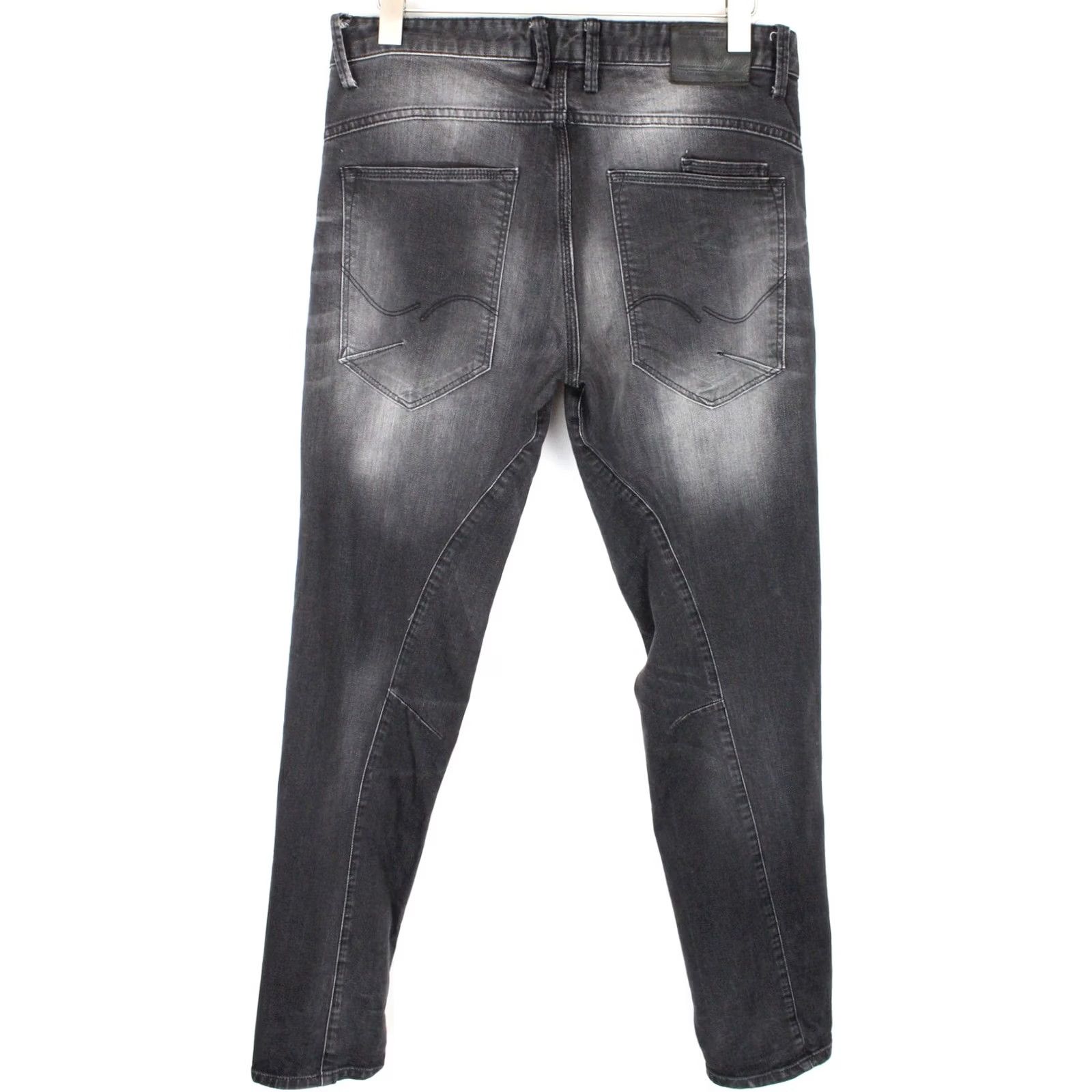 Jack & Jones JACK & JONES Mike Comfort Fit Jeans Men's W33/L36 Black Whiskers Logo Button Fly Tapered Modern Fit Size US 33 - 2 Thumbnail