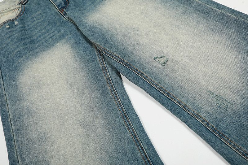 Vintage American retro men's washed whiskered loose straight jeans Size US 32 / EU 48 - 4 Thumbnail