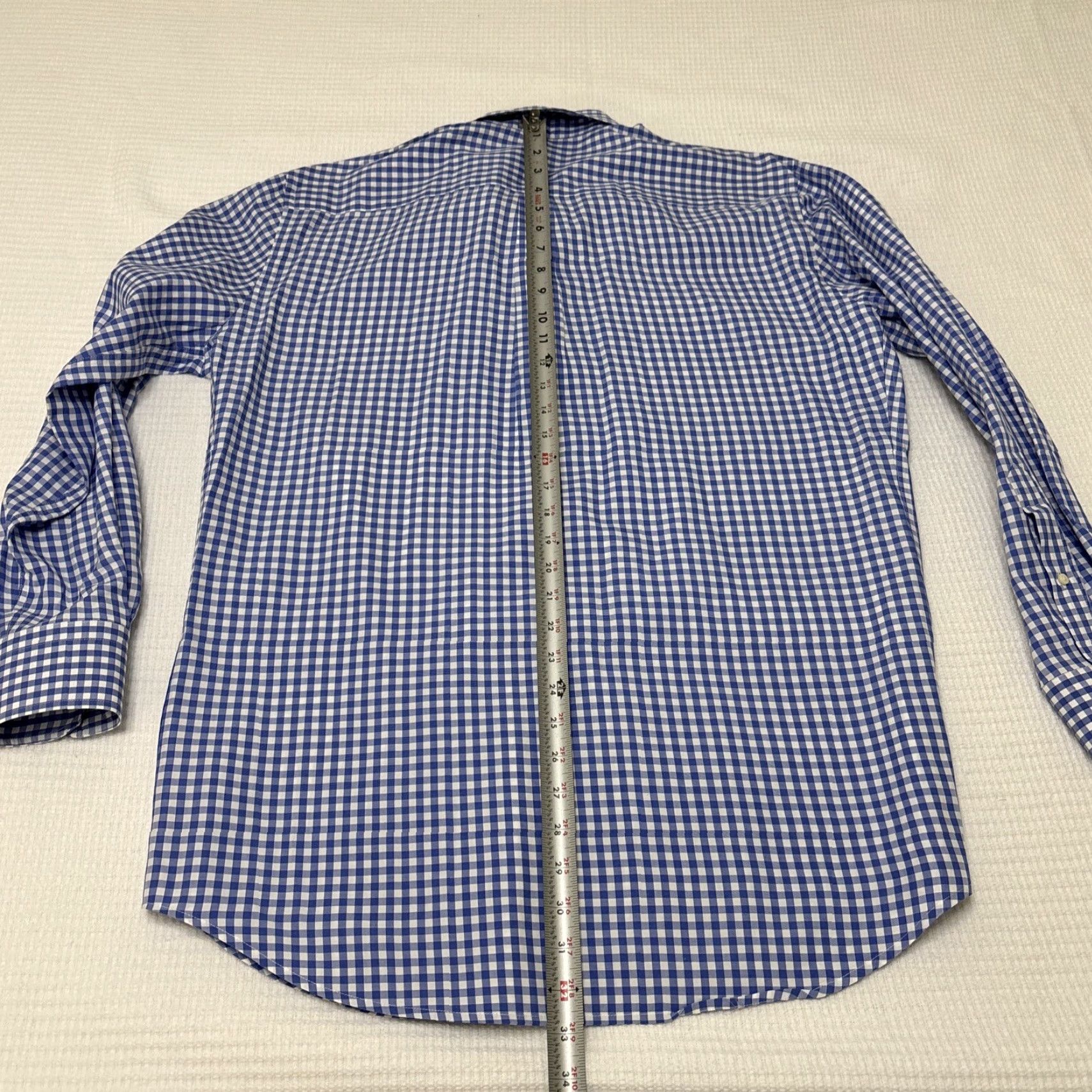 Peter Millar Peter Millar Dress Shirt Men Long Sleeve Button-Down Plaid Large Blue Shirt Size 42R - 5 Thumbnail