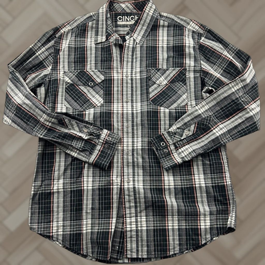 Vintage CINCH Plaid Long Sleeve Button-Up Shirt Mens L Black Snap Front Modern Western Size US L / EU 52-54 / 3 - 1 Thumbnail