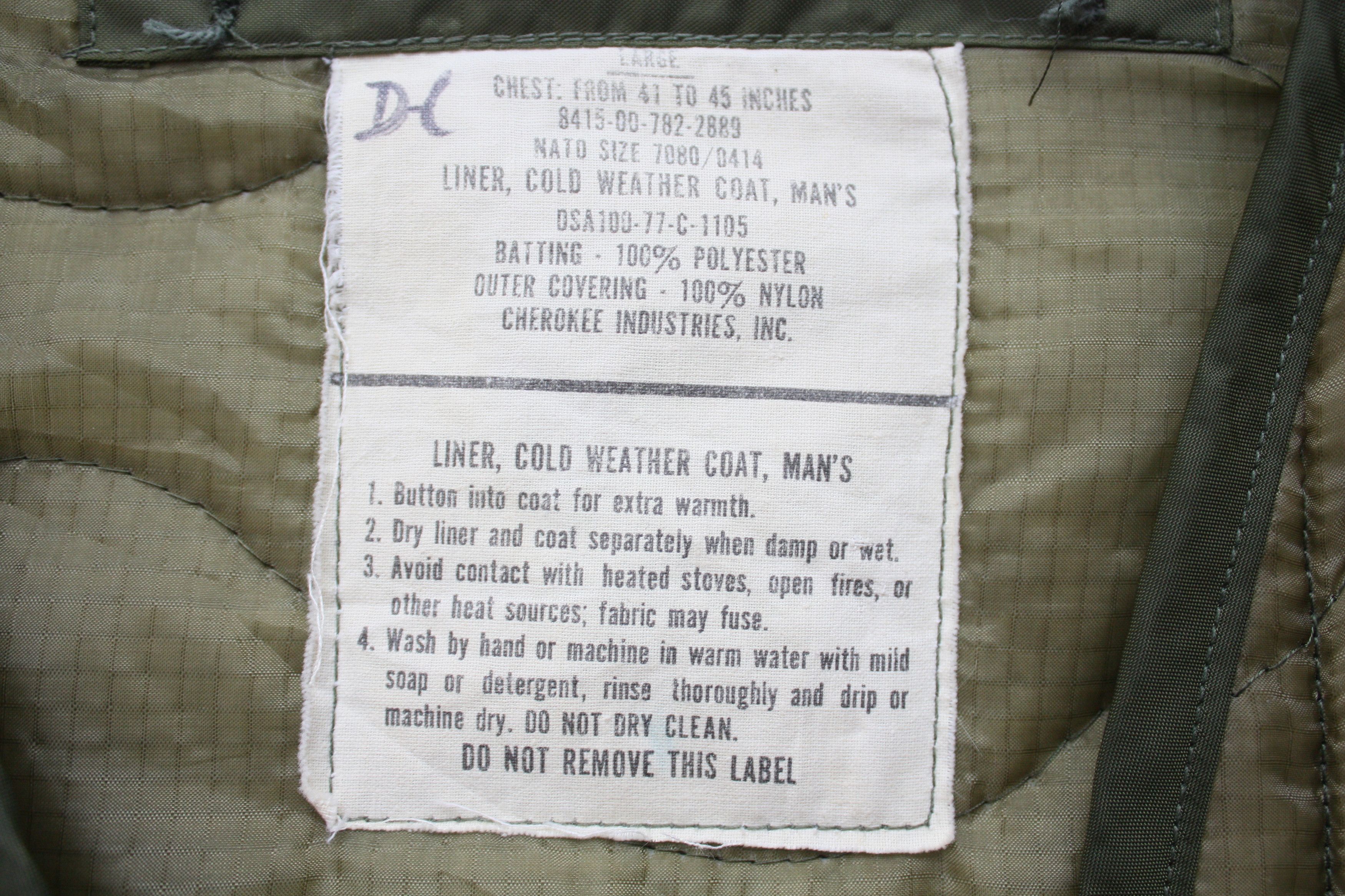 Vintage US Army Green Vintage Liner Men's Large Size US L / EU 52-54 / 3 - 5 Thumbnail