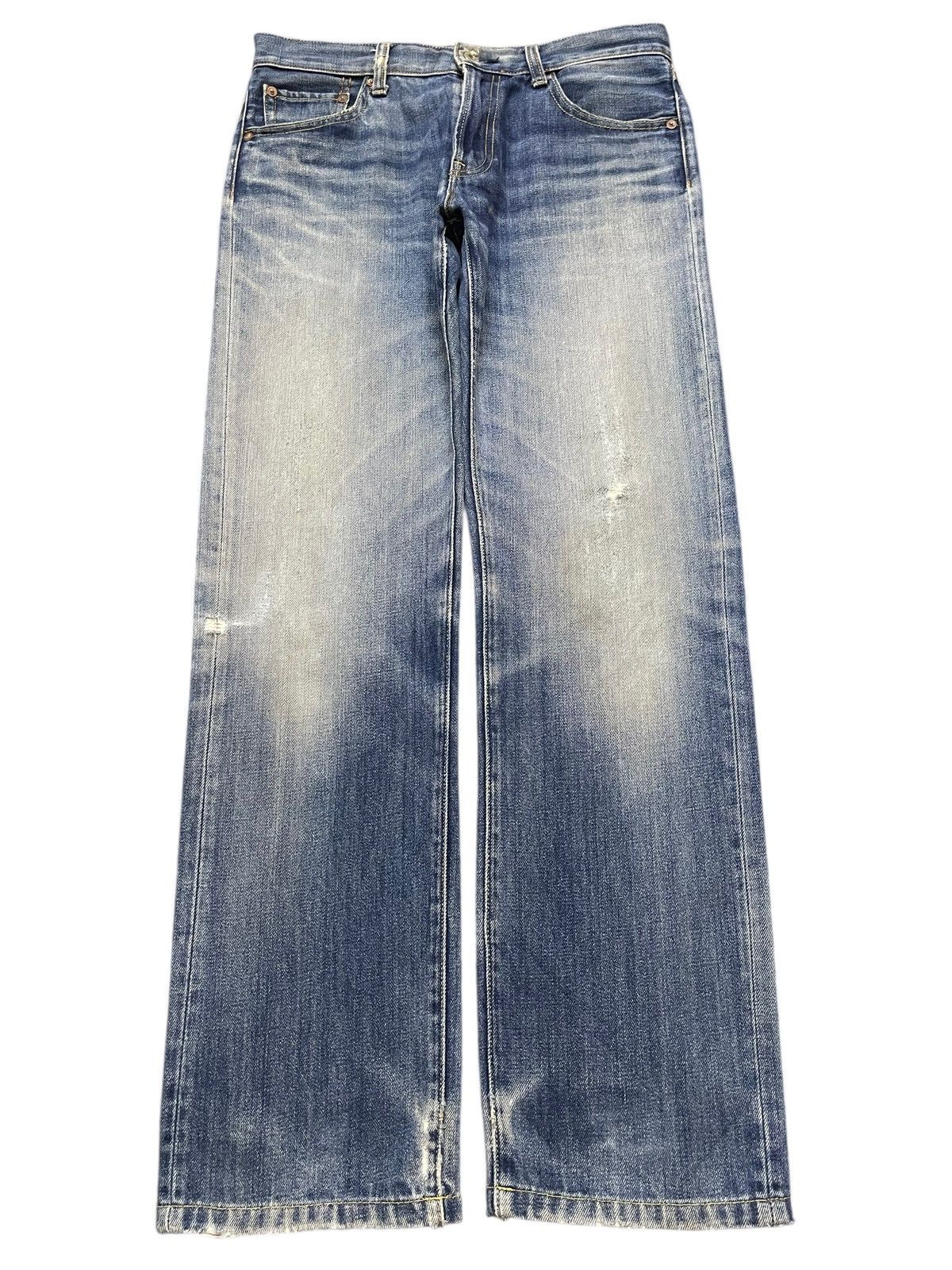 Uniqlo Vintage Japanese Uniqlo Blue Faded Wash Whisker Style Jeans Size US 31 - 1 Thumbnail