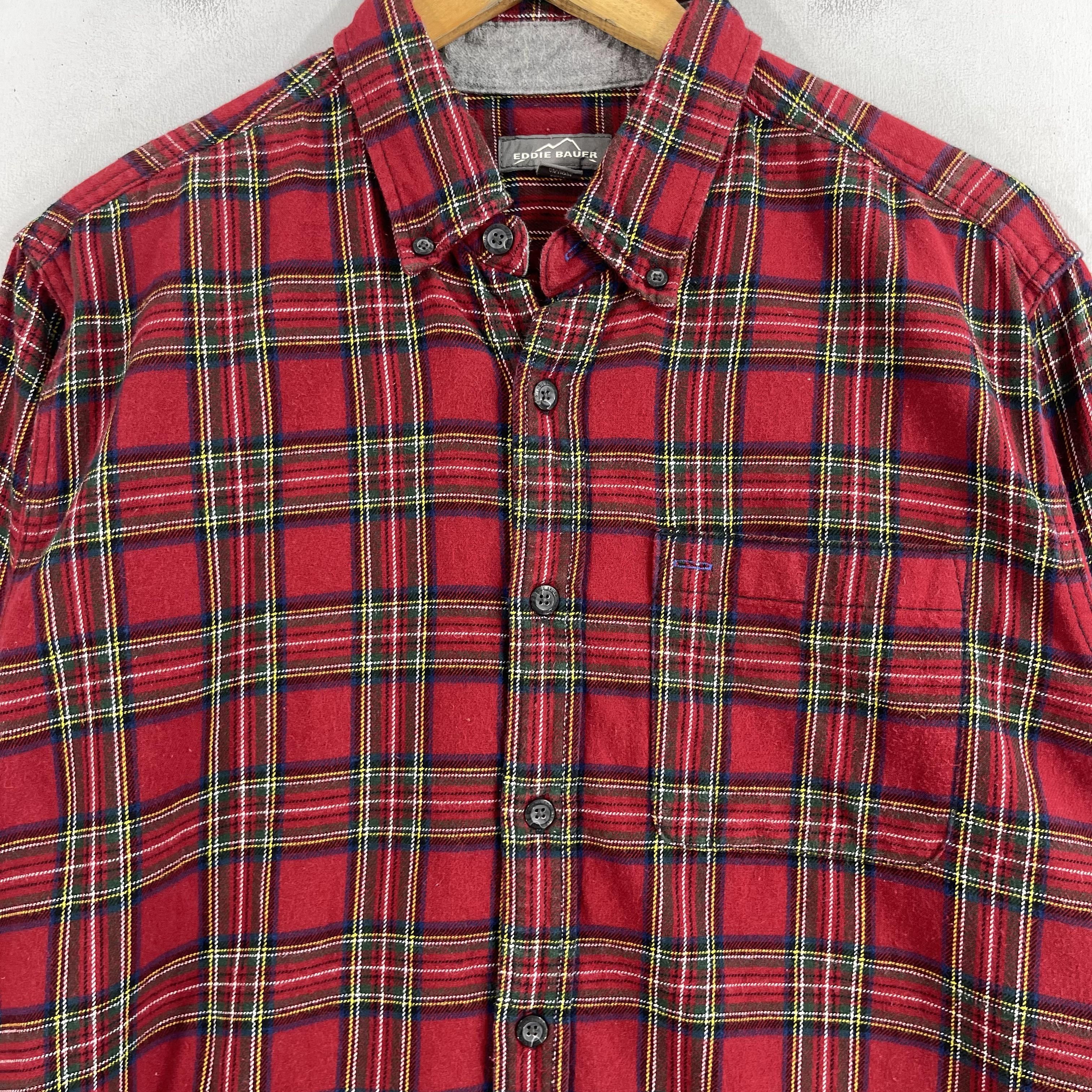 Eddie Bauer × Flannel Vintage EDDIE BAUER Plaid Tartan Red Flannel Button Up Shirt Size US L / EU 52-54 / 3 - 2 Thumbnail