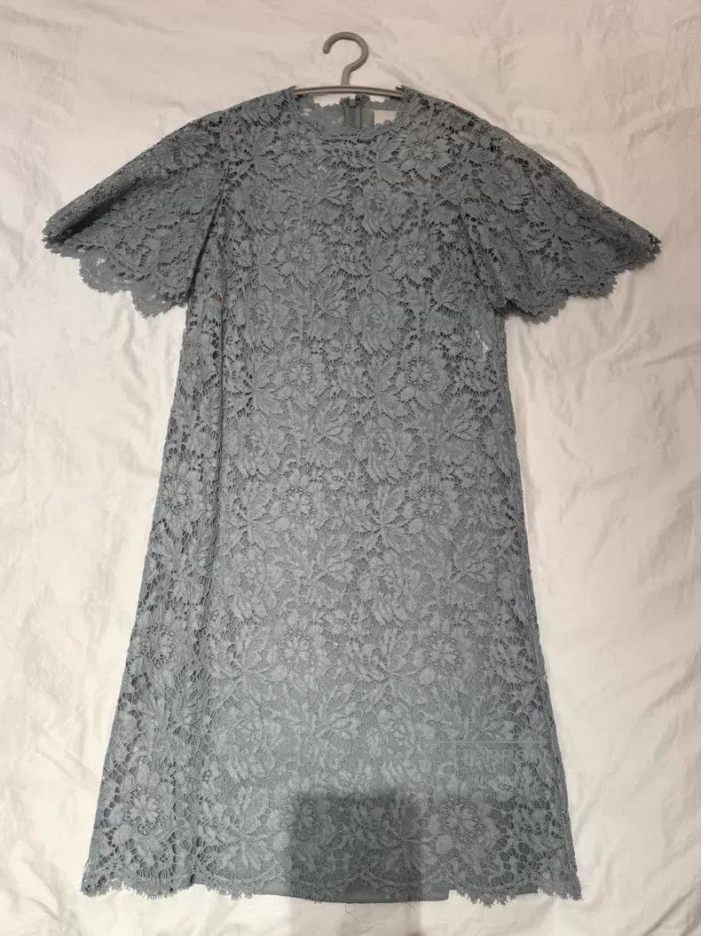 Valentino Valentino A gray light blue lace dress Size S / US 4 / IT 40 - 1 Thumbnail