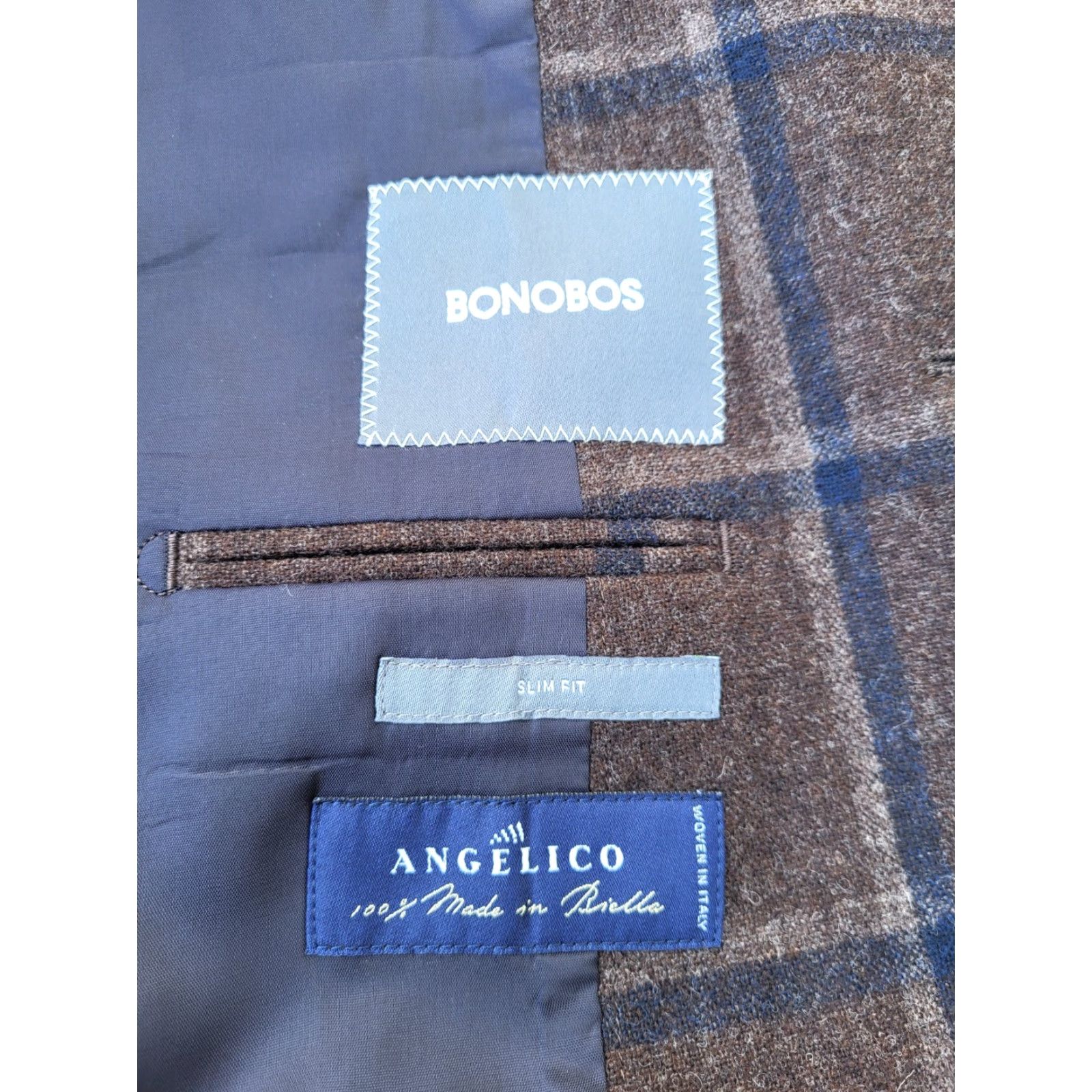 Bonobos Bonobos Sport Coat Brown Wool Tweed Plaid Slim 40R Regular Notch Lapel Single-Breasted Two-Button Jacket Men Size US XXS / EU 40 - 7 Thumbnail