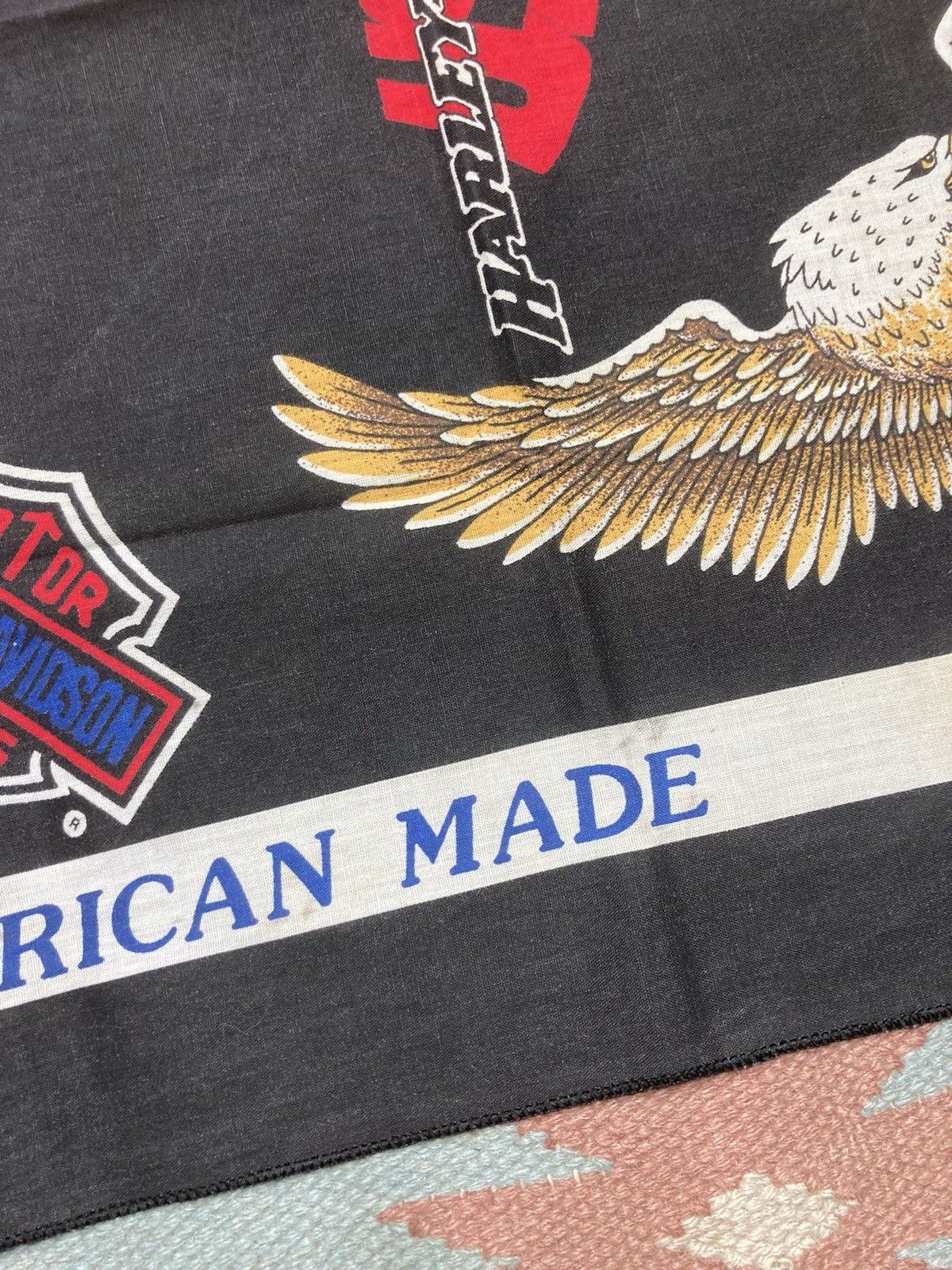 Vintage 80s Harley Davidson bandana licensed to ride eagle USA biker Size ONE SIZE - 3 Thumbnail