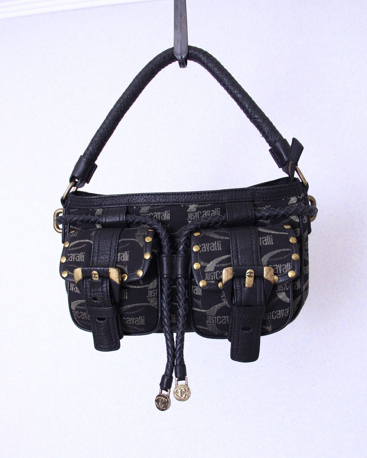 Just Cavalli x Roberto Cavalli Vintage Roberto Cavalli Baguette Small Monogram Bag Black, Women's