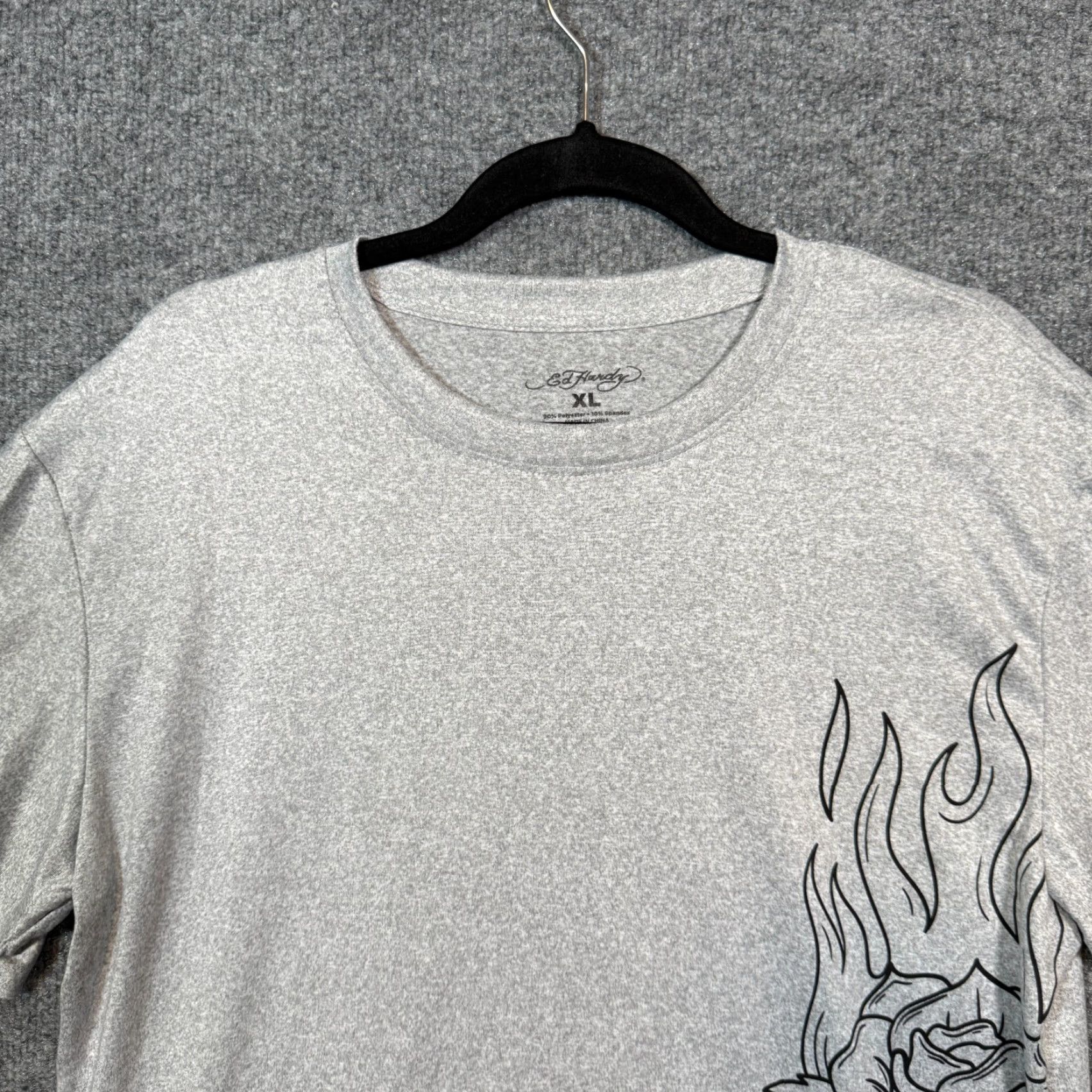 Ed Hardy Ed Hardy Mens XL Gray Crewneck T-Shirt Short Sleeve Rose Graphic Y2K Vintage: No Size US XL / EU 56 / 4 - 4 Thumbnail