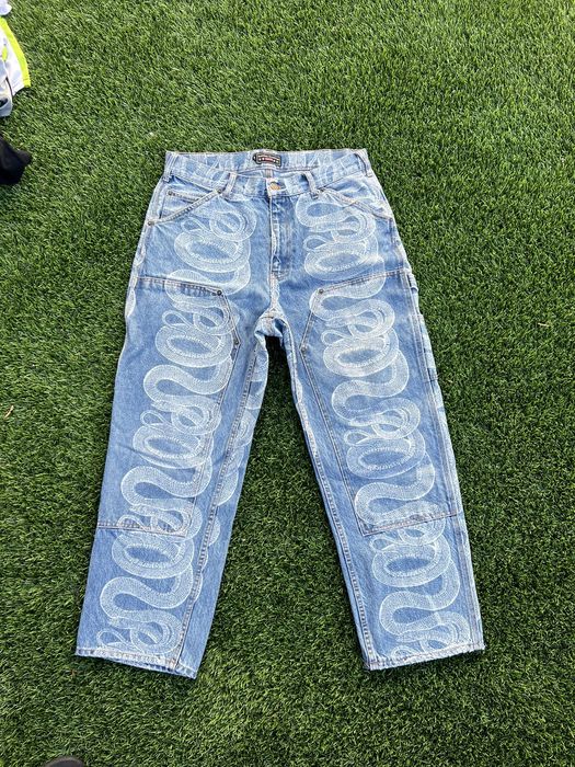 Supreme Supreme Hysteric Glamour Snake Double Knee Denim | Grailed