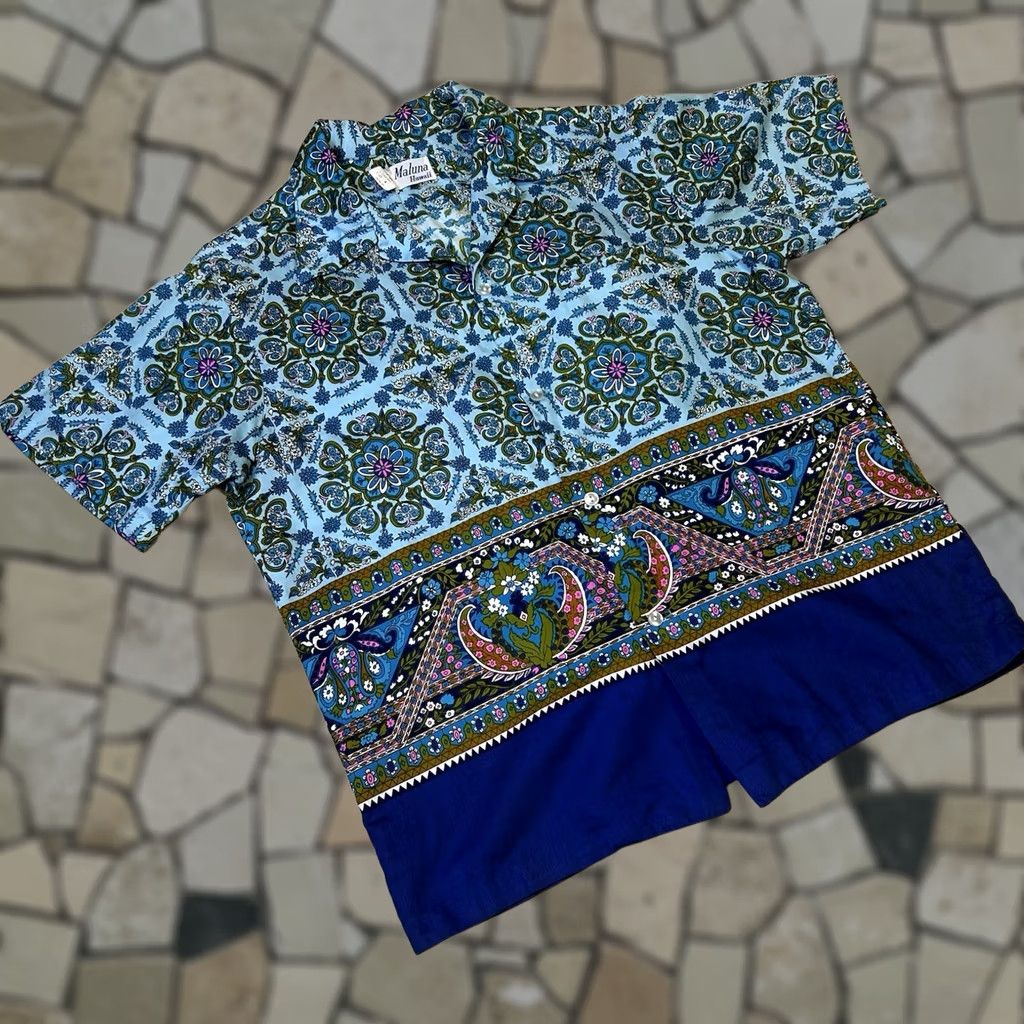 Vintage VINTAGE Maluna Hawaii Camp Shirt Short Sleeve Men’s Medium Shirt Blue Floral Paisley Hawaiian Size US M / EU 48-50 / 2 - 1 Thumbnail