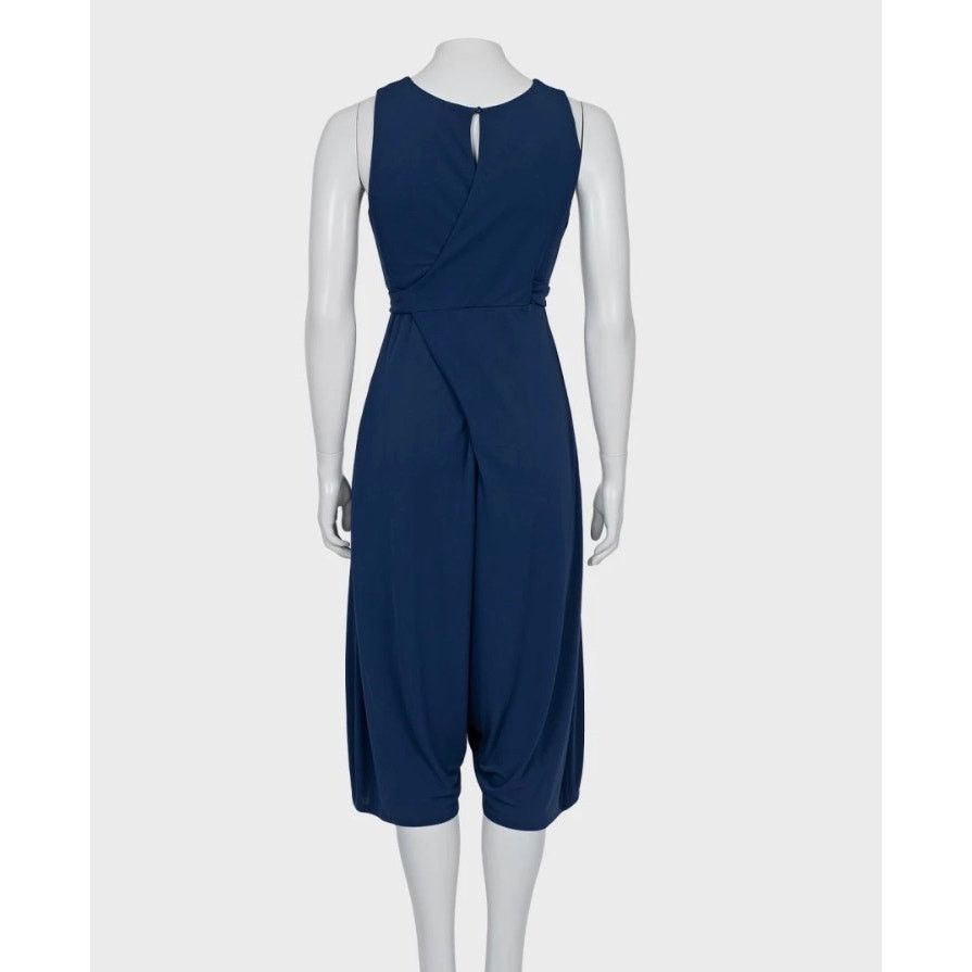 Saint Laurent Paris Saint Laurent Blue Viscose Tie Waist Jumpsuit - Size M Size 26" / US 2 / IT 38 - 3 Thumbnail