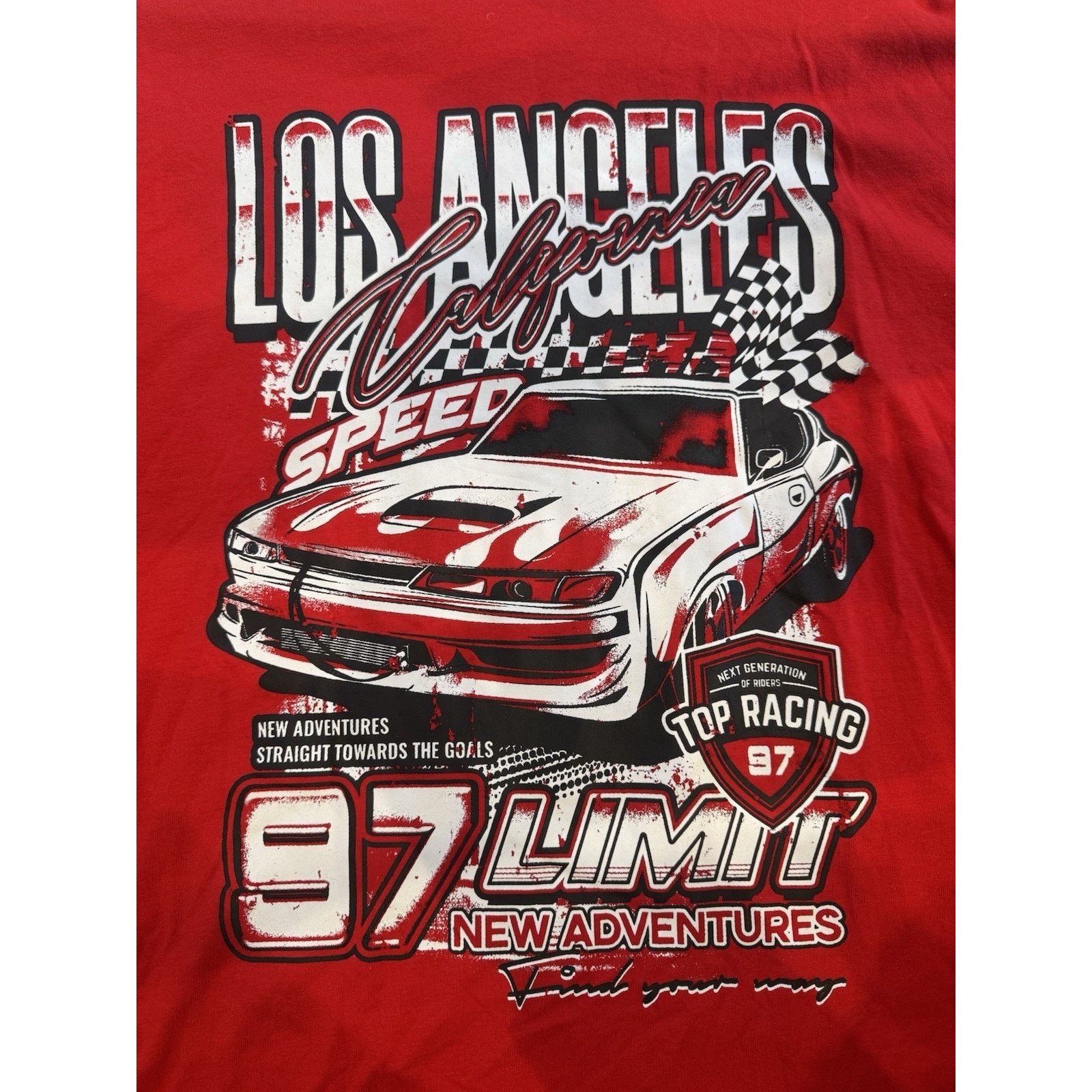 Shein SHEIN Red Graphic T-Shirt Los Angeles California Race Large Size US L / EU 52-54 / 3 - 6 Thumbnail