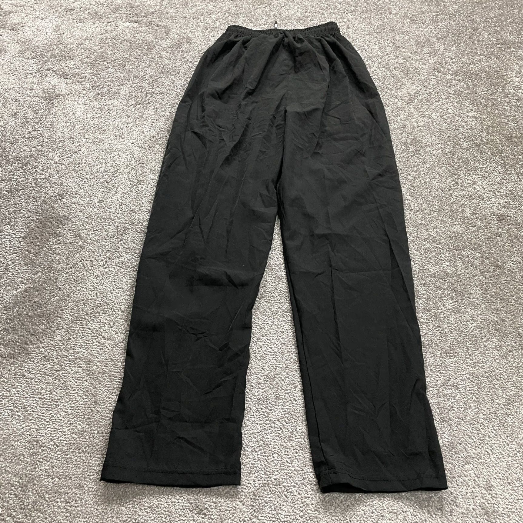 Vintage Chase Track Active Pants Womens Small Black Straight Leg Elastic Waist 22x27 NWT Size 28" / US 6 / IT 42 - 2 Thumbnail